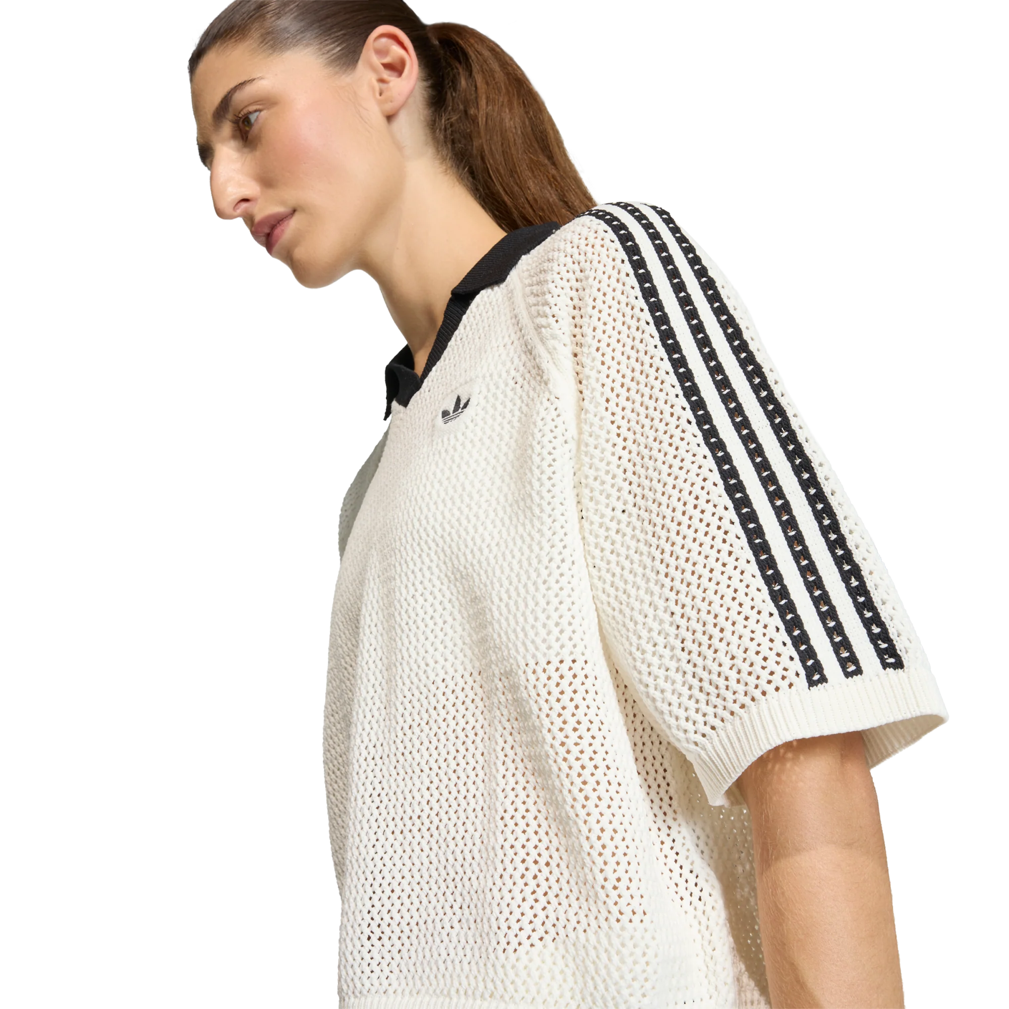 Adidas Women's Crochet Polo Owhite KC6490 - Image 3