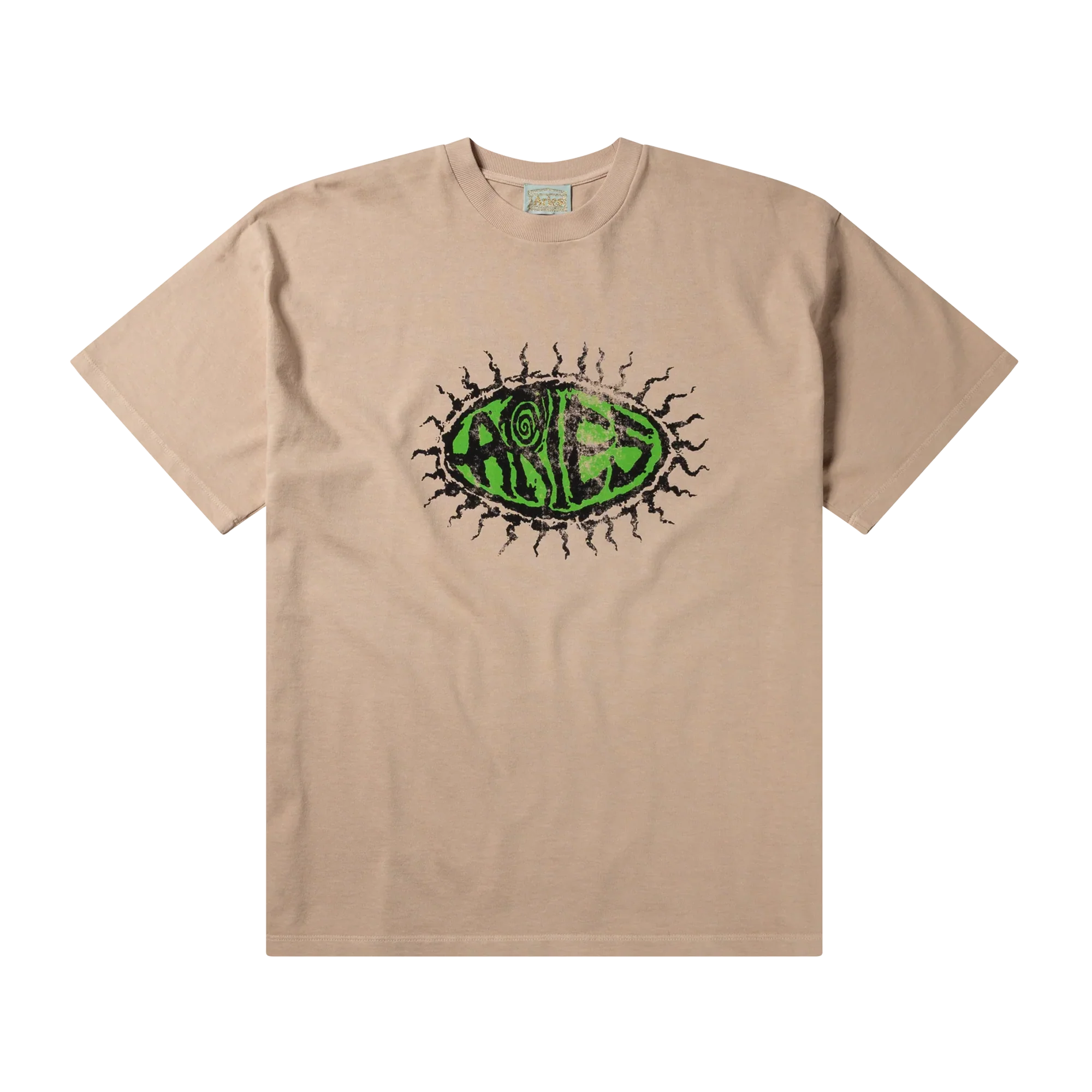 Aries Faded Grunge Short Sleeve T-Shirt Beige