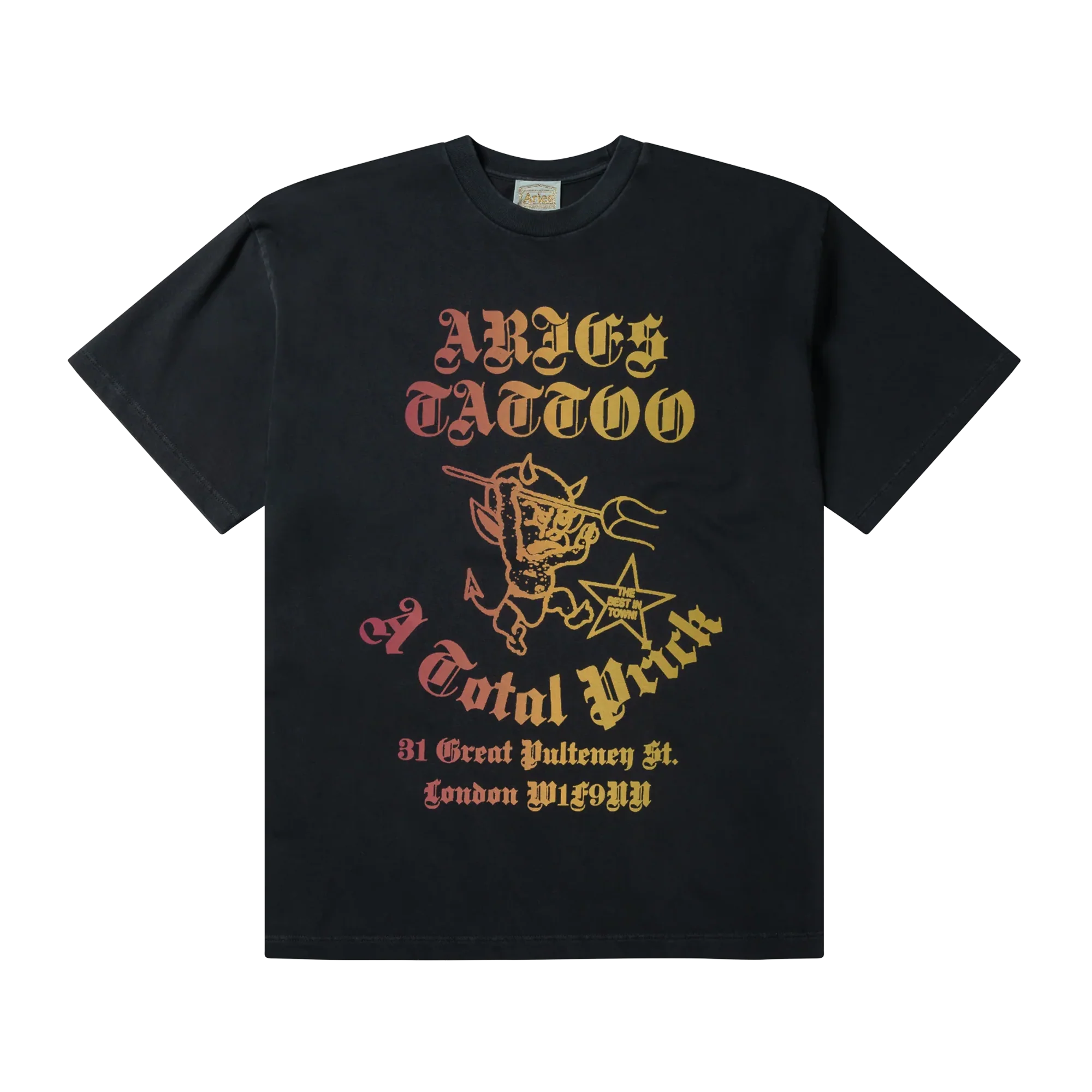 Aries Faded Tattoo Shop Short Sleeve T-Shirt Black