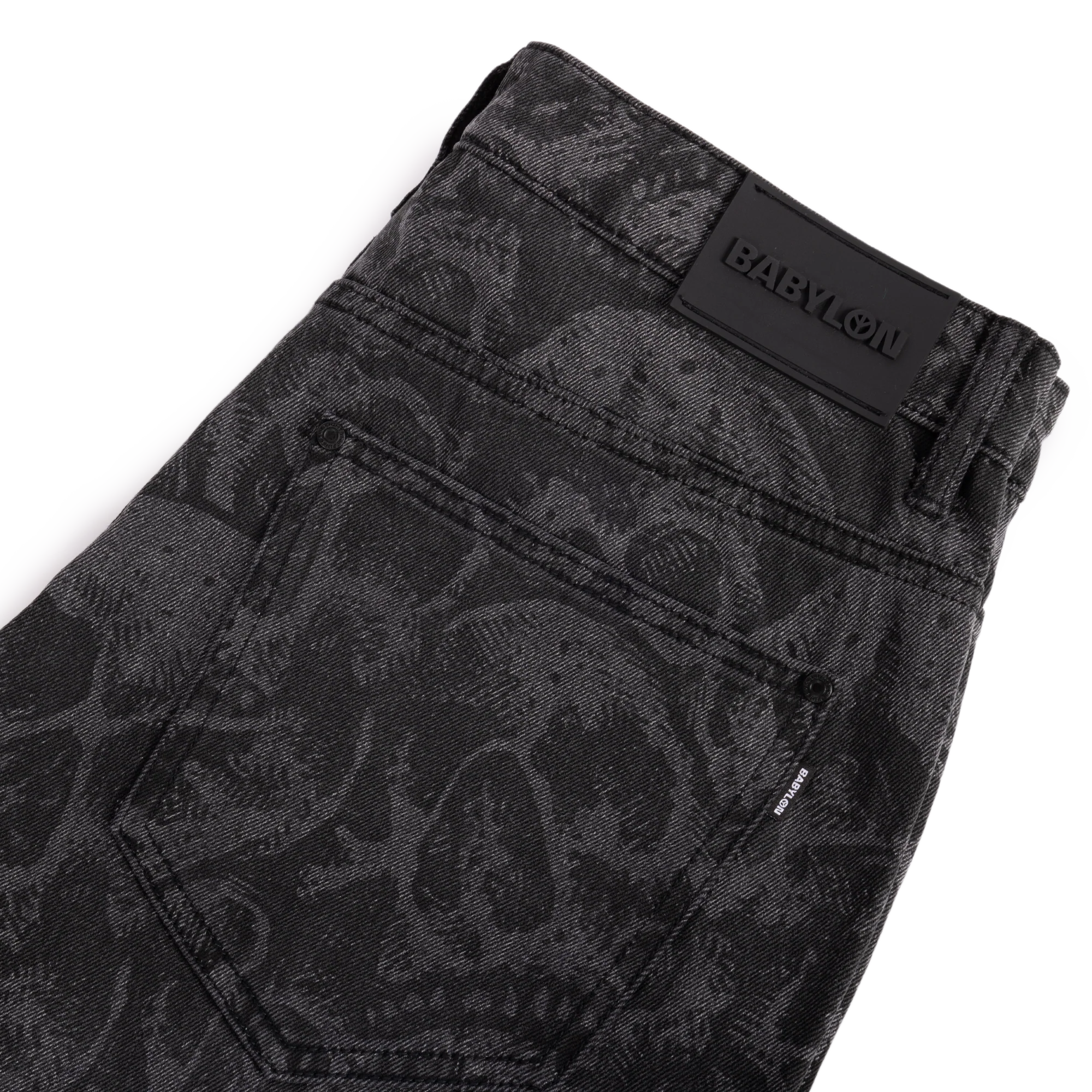 Babylon Skulls Denim Pant Skull Print Black - Image 2