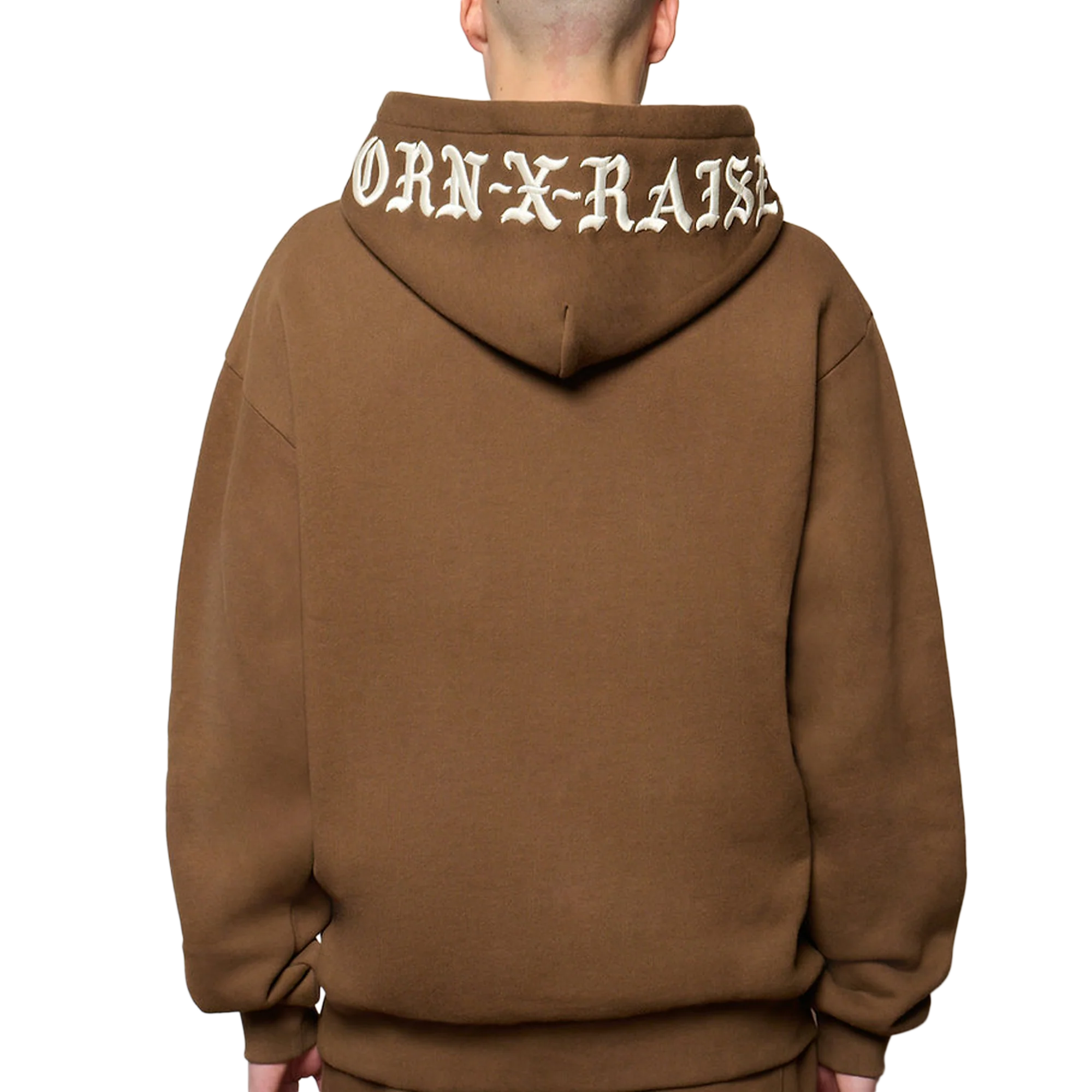 Born x Raised Embroidered Hoodie Walnut Cream - Image 3