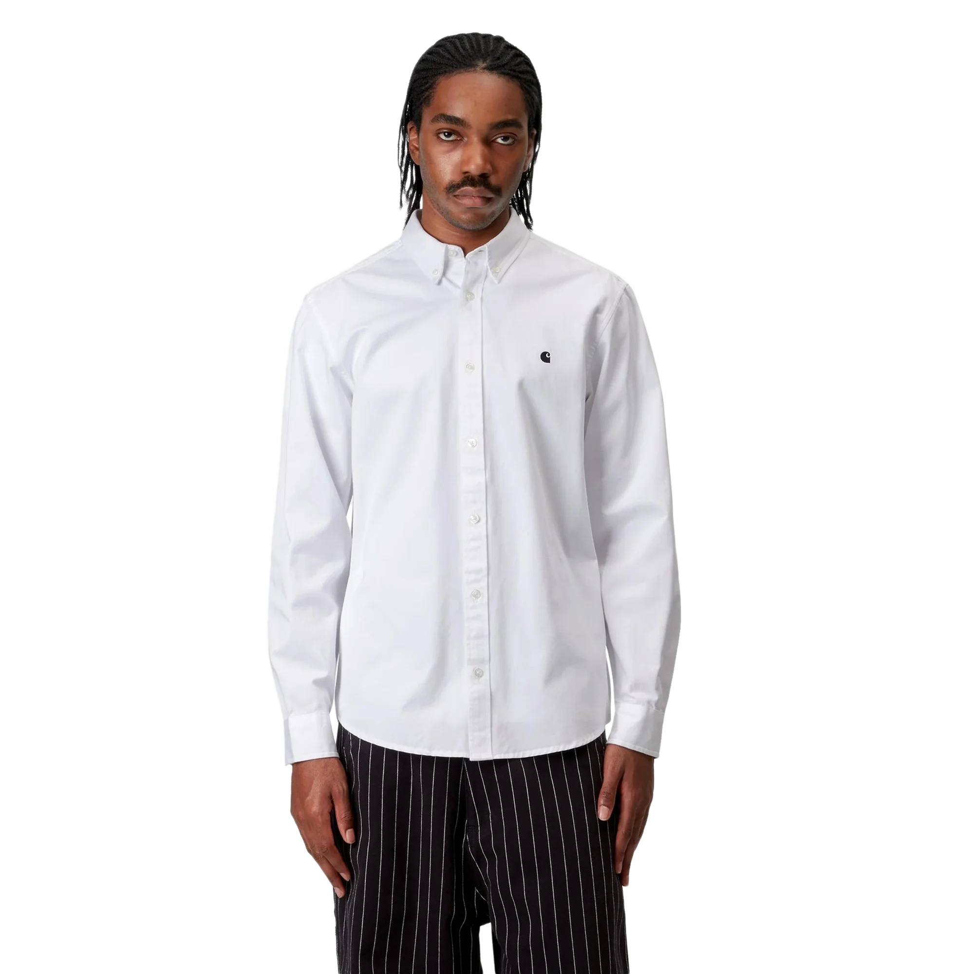 Carhartt WIP L/S Madison Shirt White/Black - Image 3