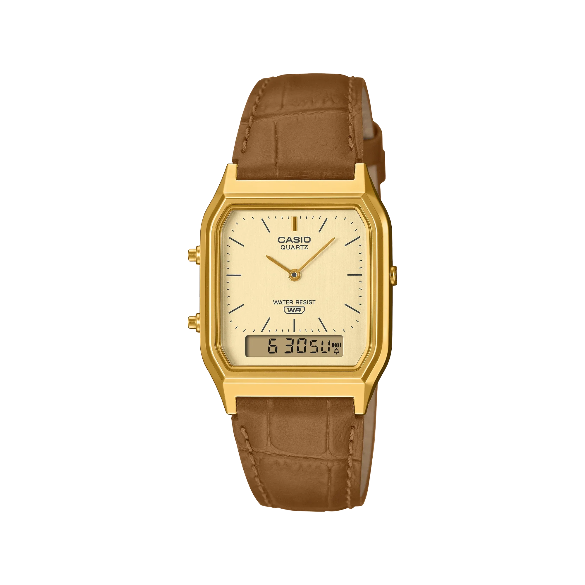 Casio Duo Leather Band Yellow Dial AQ230EGL-9A