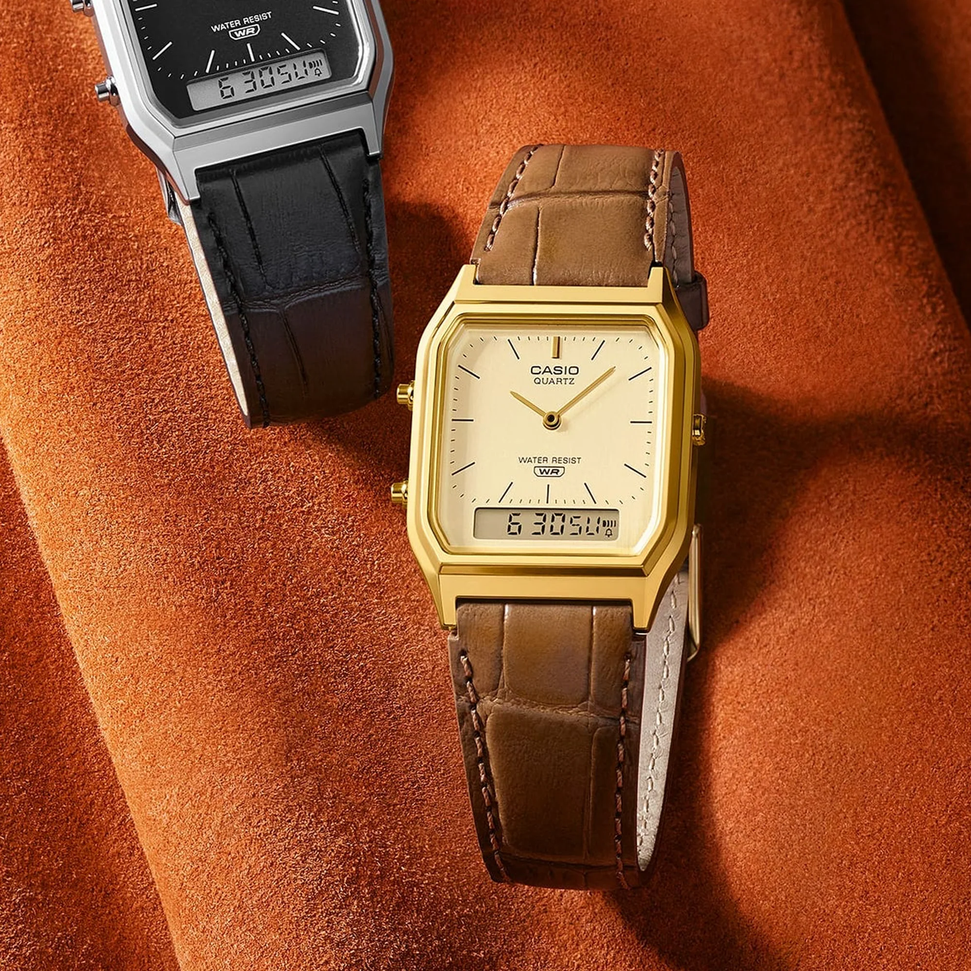 Casio Duo Leather Band Yellow Dial AQ230EGL-9A - Image 2