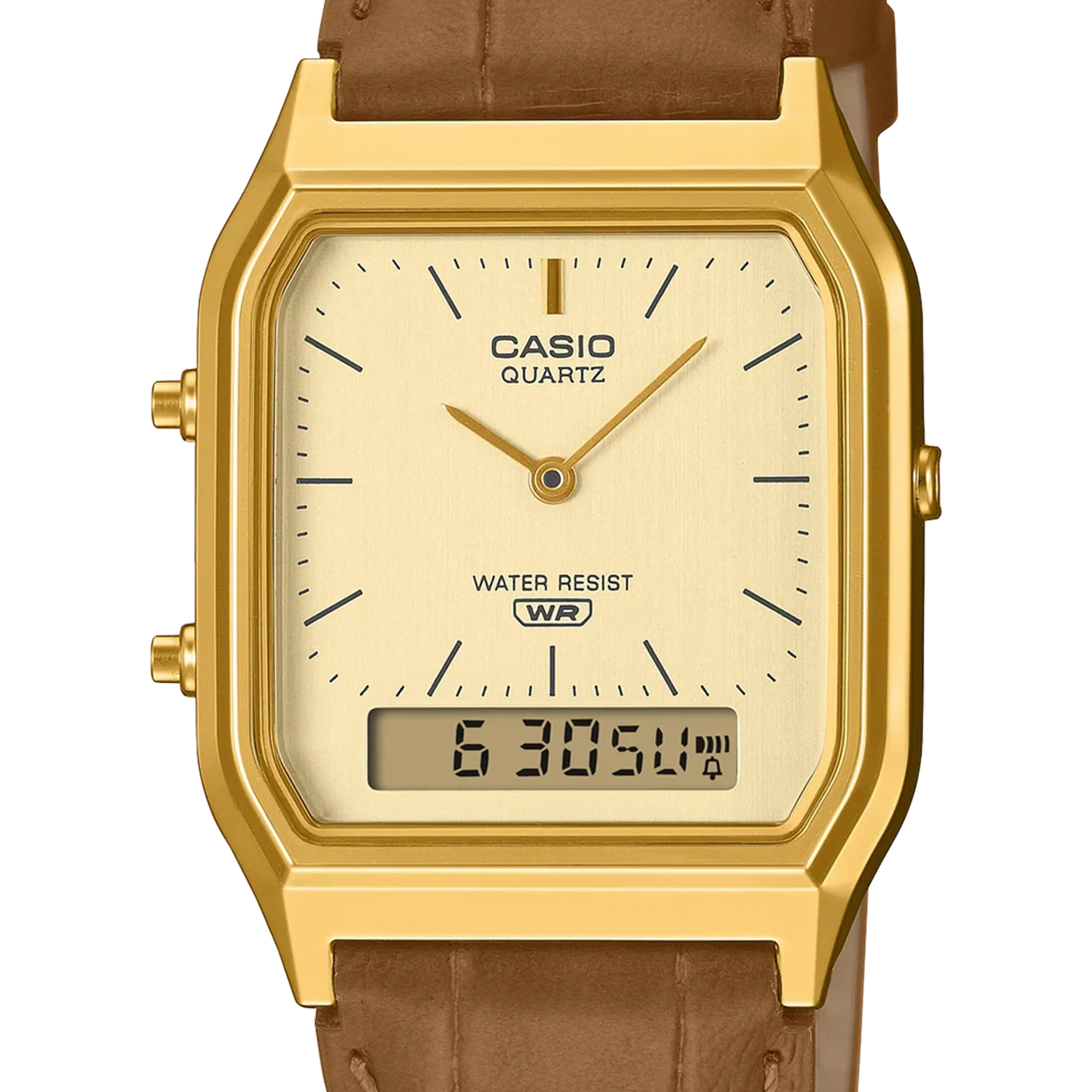 Casio Duo Leather Band Yellow Dial AQ230EGL-9A - Image 3