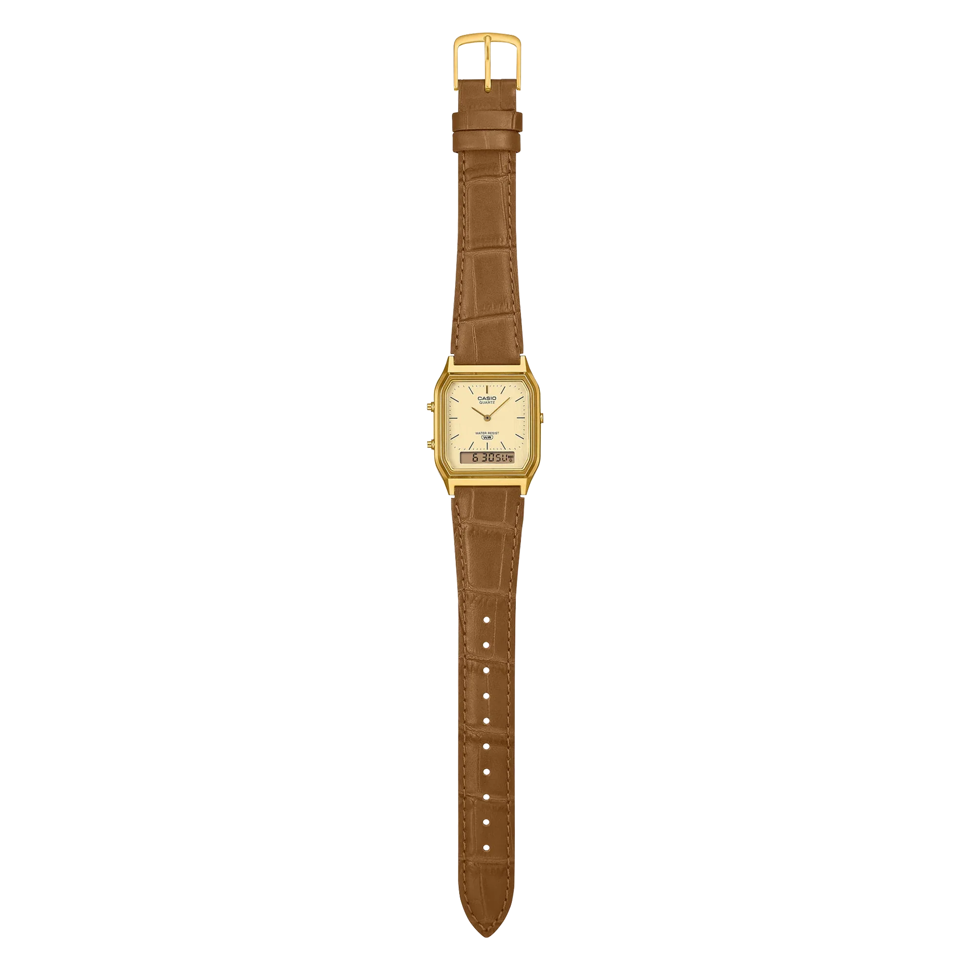 Casio Duo Leather Band Yellow Dial AQ230EGL-9A - Image 4