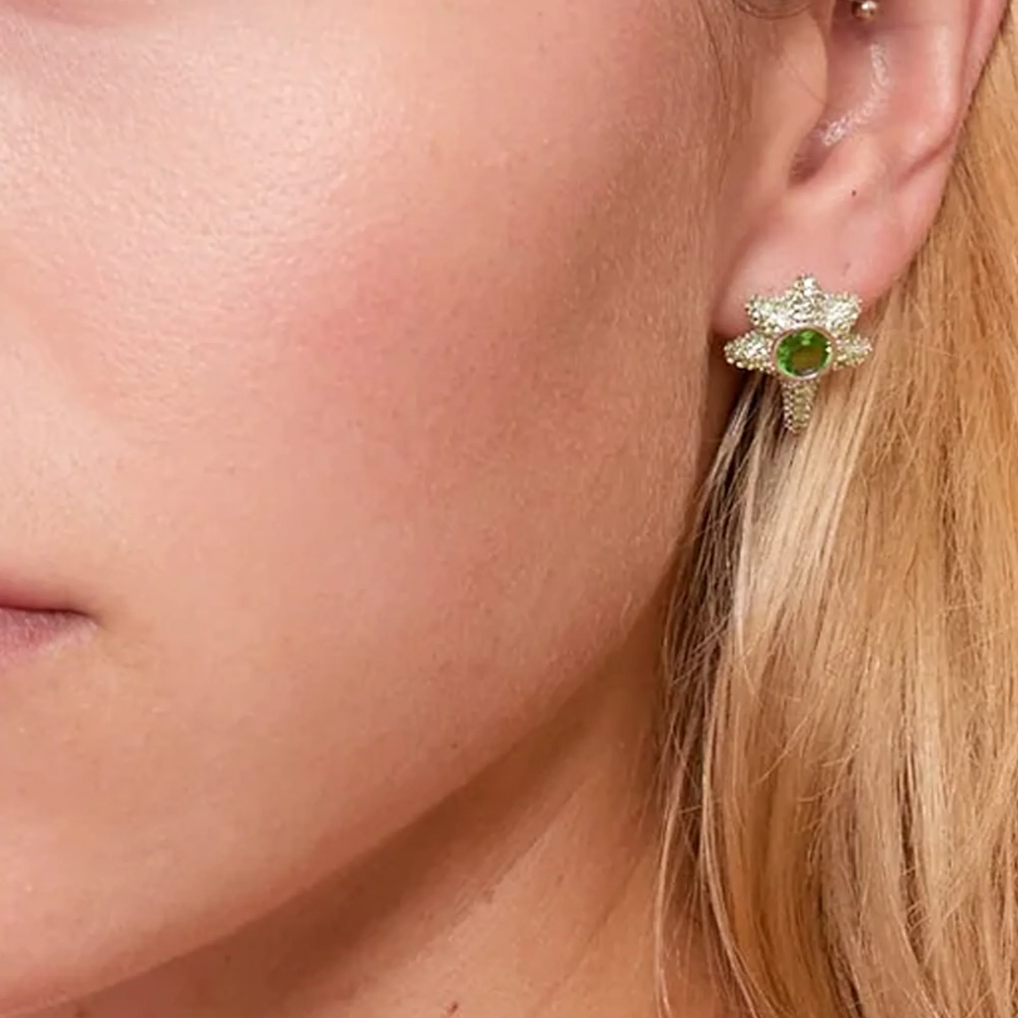 Collina Strada Coral Studs Earrings Apple Green - Image 2