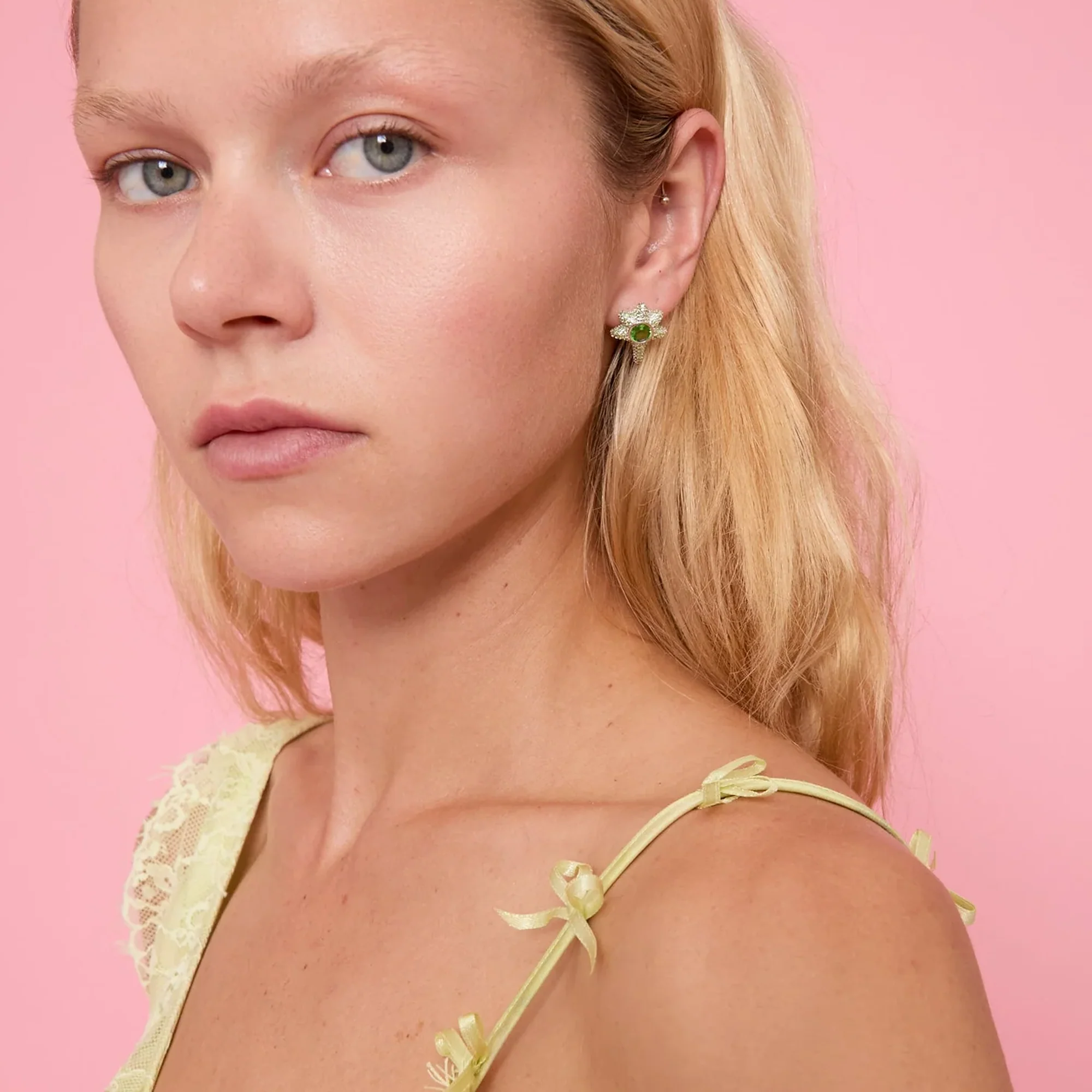 Collina Strada Coral Studs Earrings Apple Green - Image 3