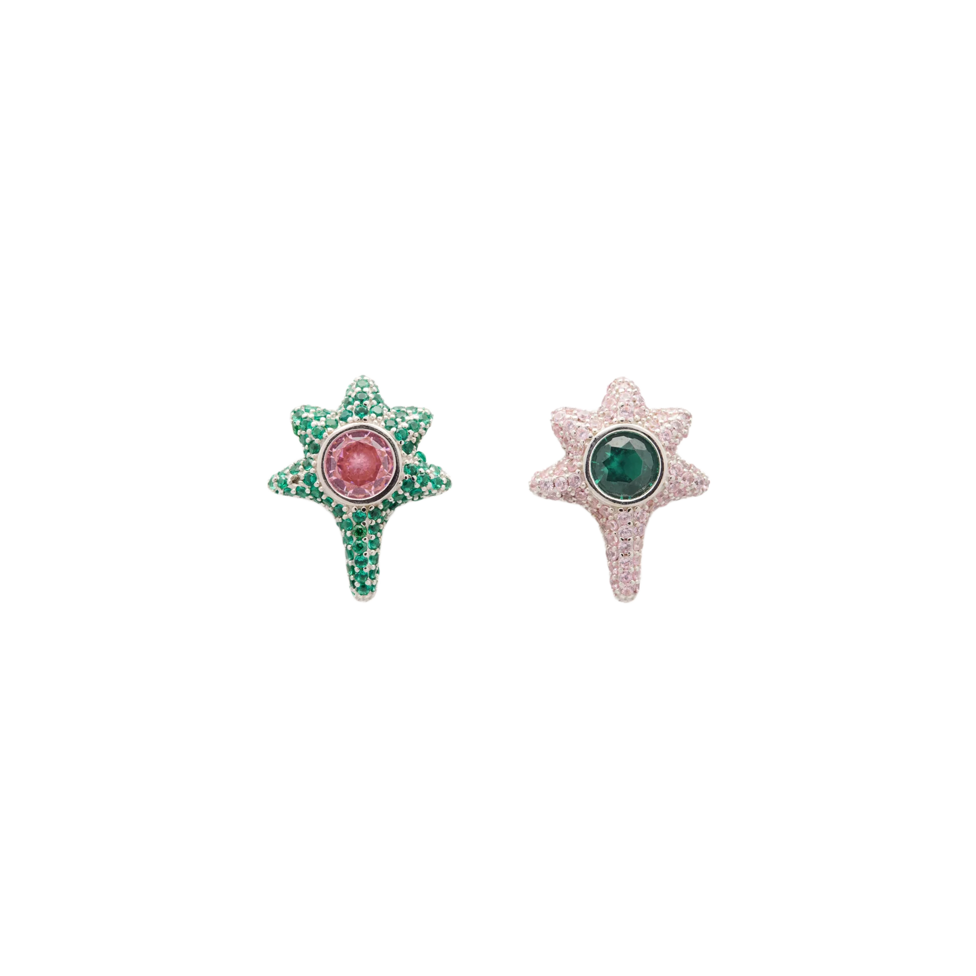 Collina Strada Coral Studs Earrings Emerald Pink