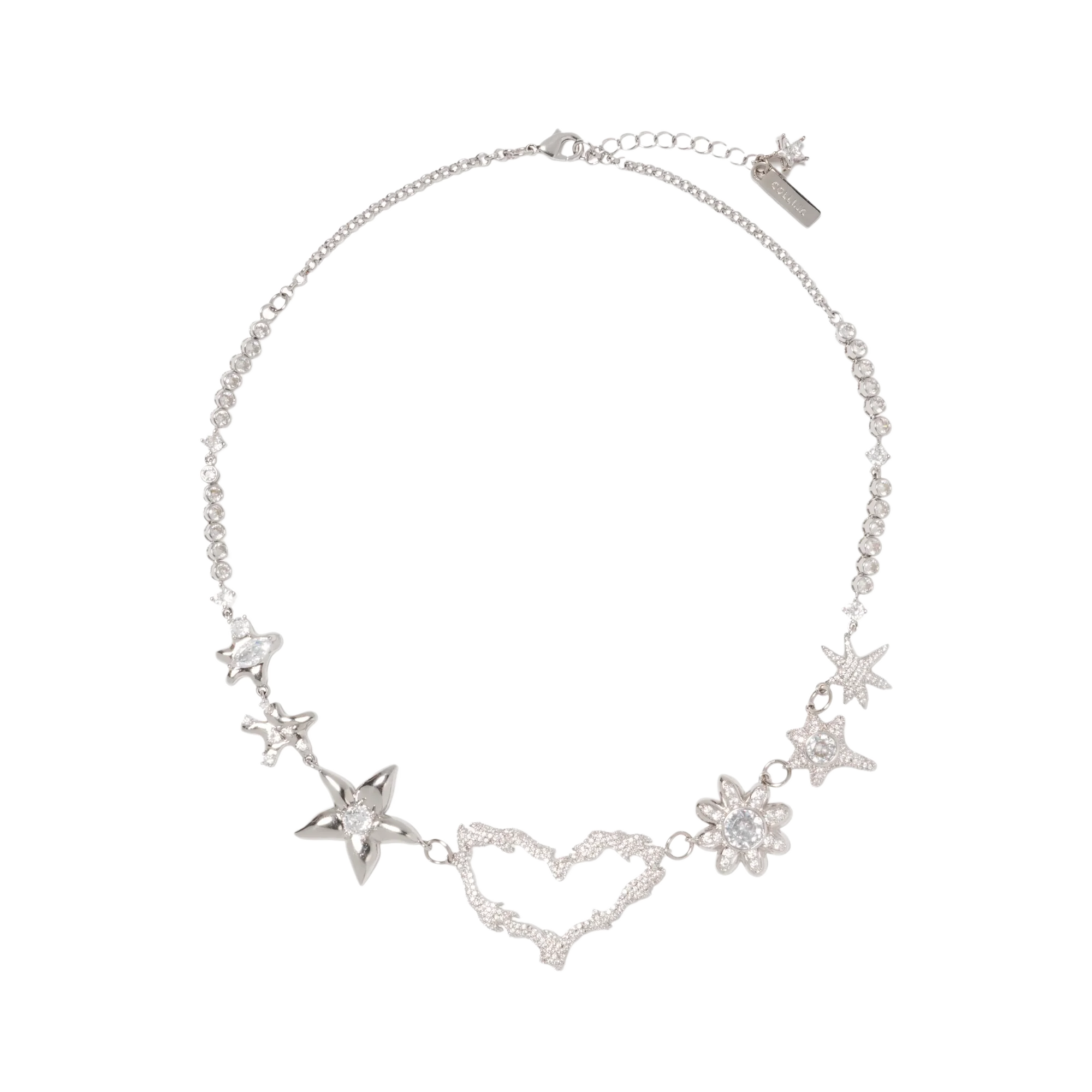 Collina Strada Heart Flame Constellation Necklace Crystal Clear