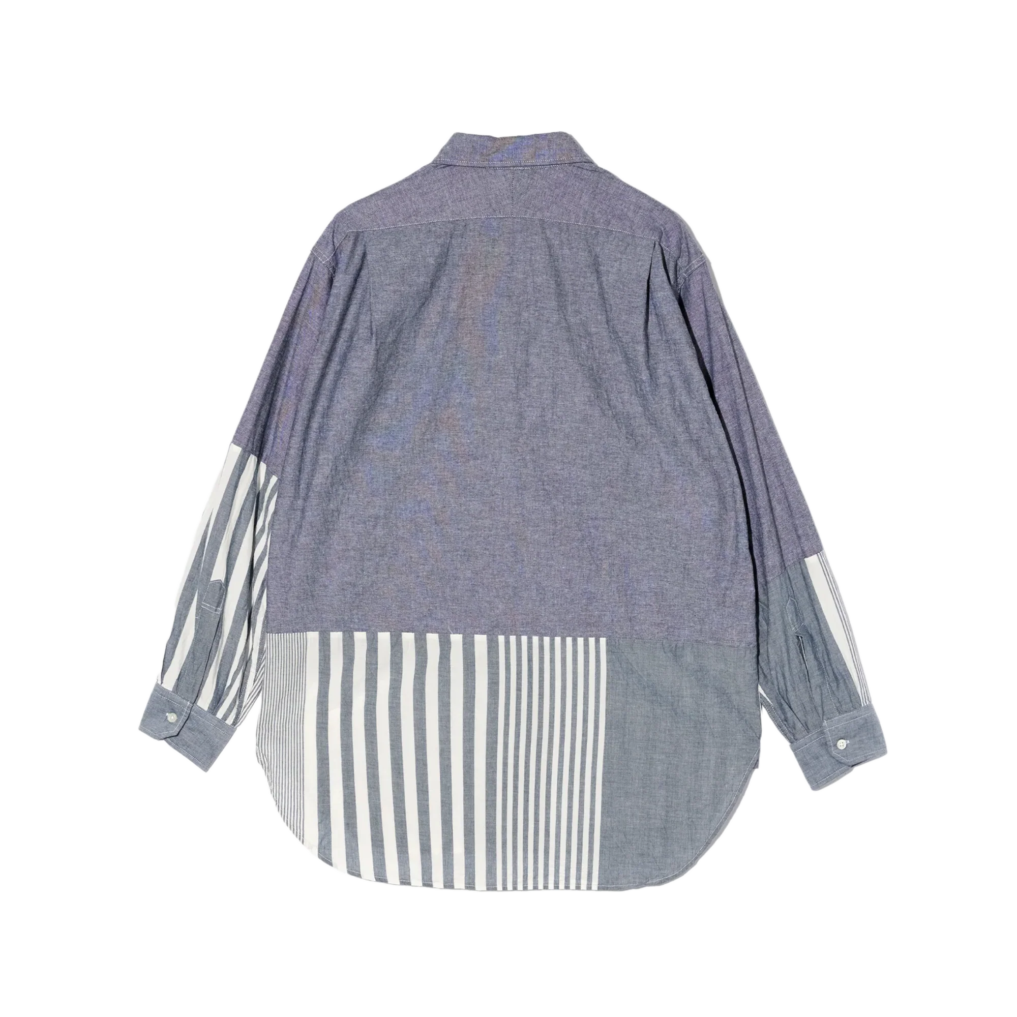 Engineered Garments Combo Spread Collar Shirt Grey Cotton Chambray - Image 4
