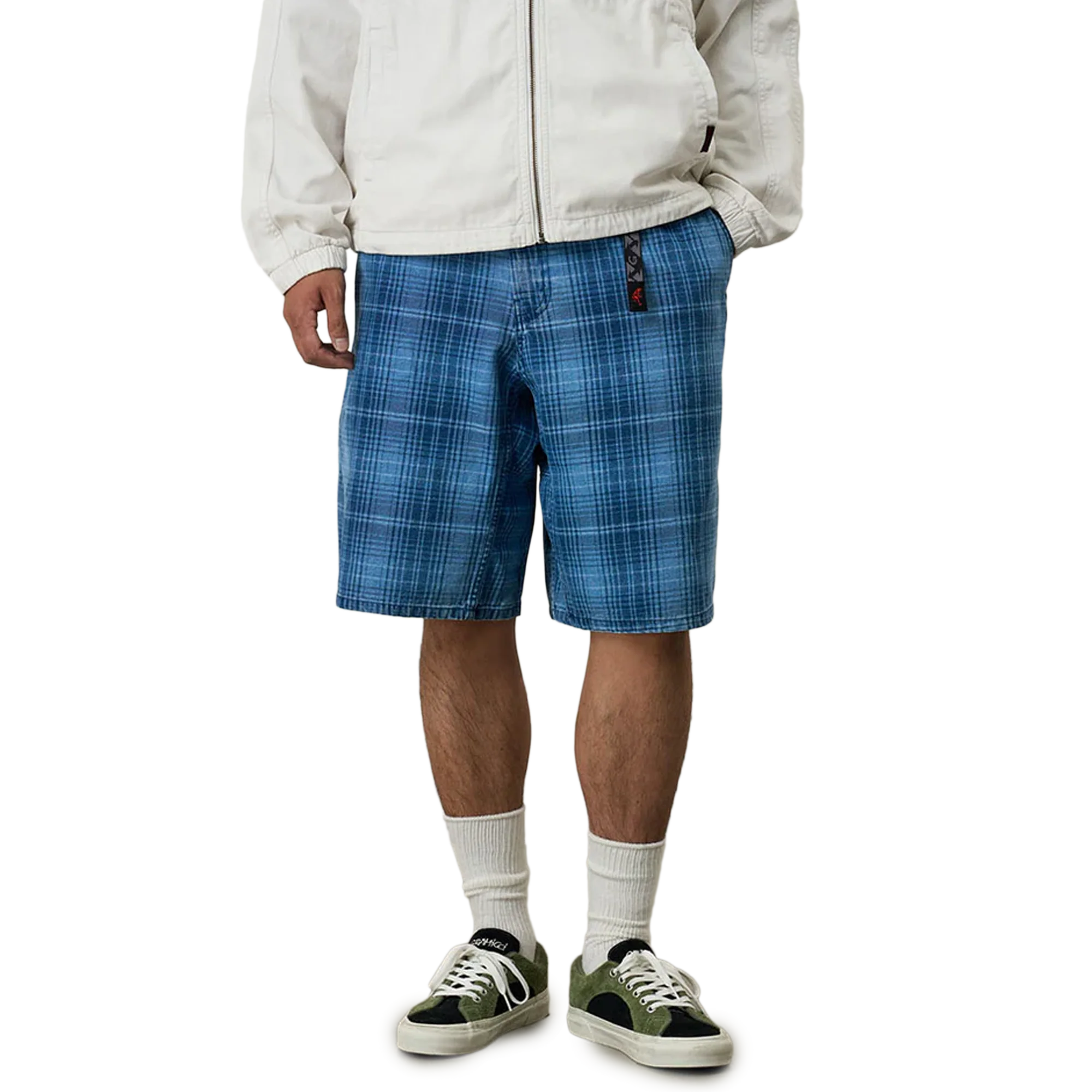 Gramicci Lagoon Short Denim Plaid Indigo Checkered Plaid - Image 3
