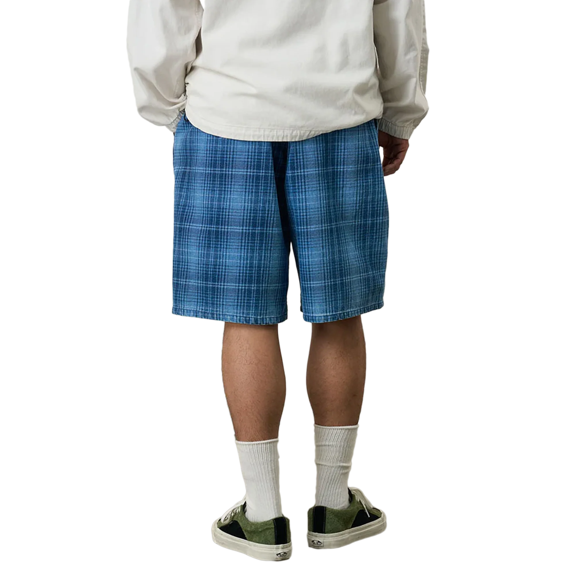 Gramicci Lagoon Short Denim Plaid Indigo Checkered Plaid - Image 4