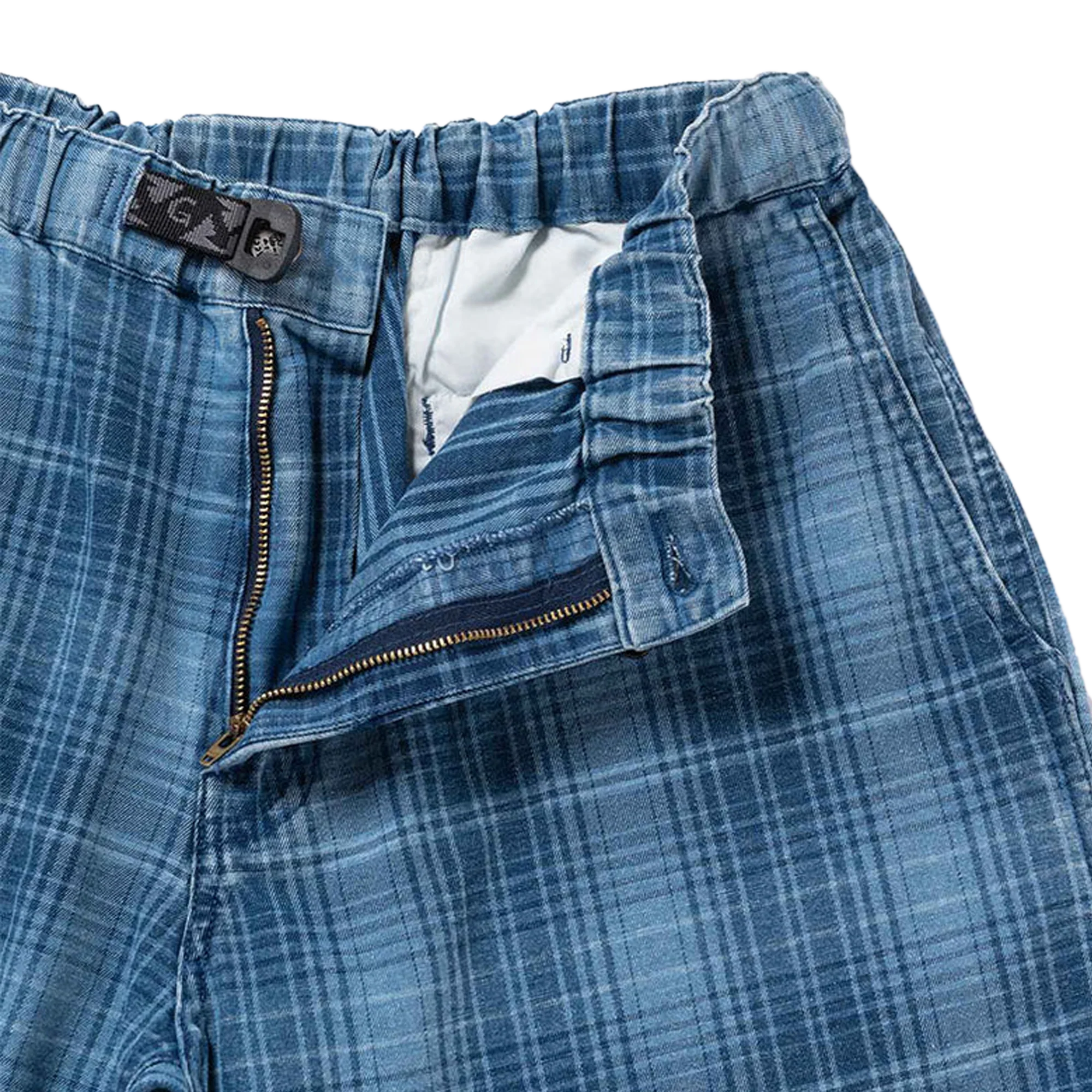 Gramicci Lagoon Short Denim Plaid Indigo Checkered Plaid - Image 5