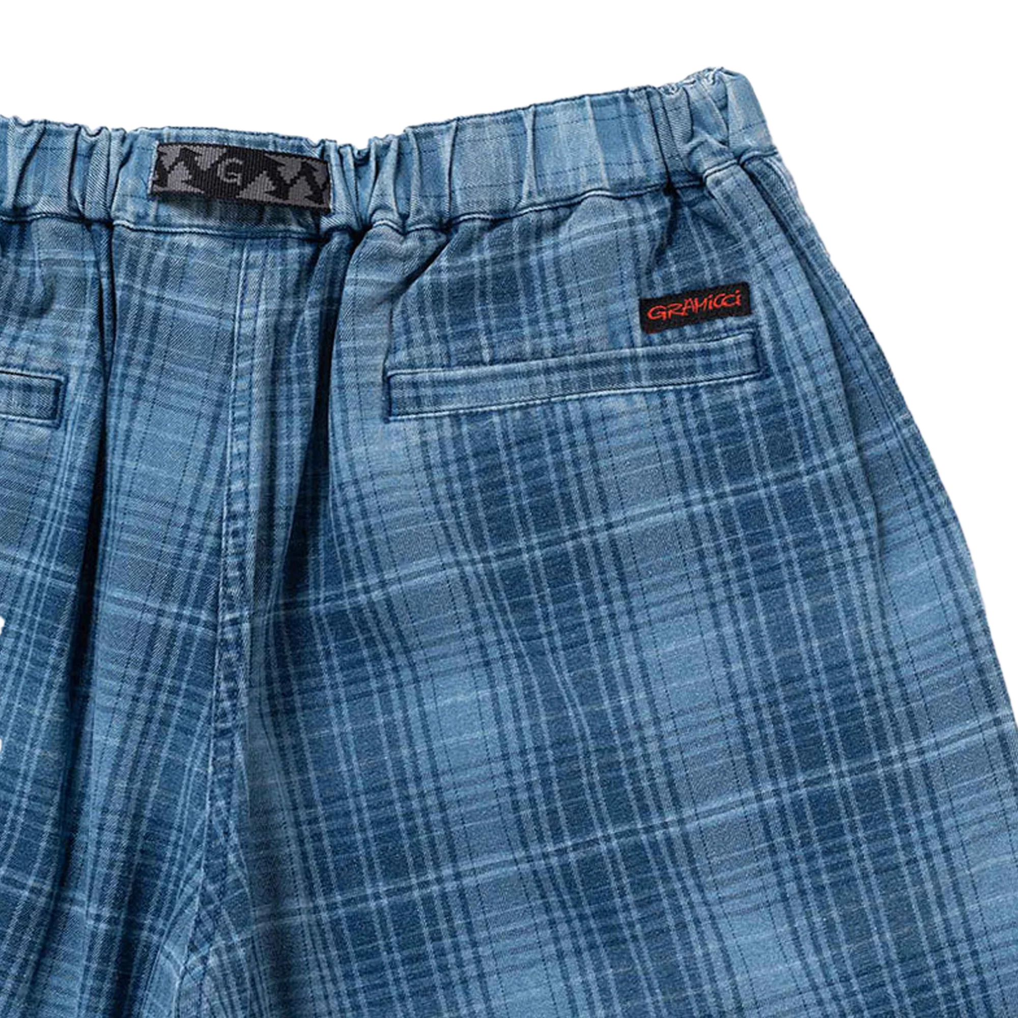 Gramicci Lagoon Short Denim Plaid Indigo Checkered Plaid - Image 6