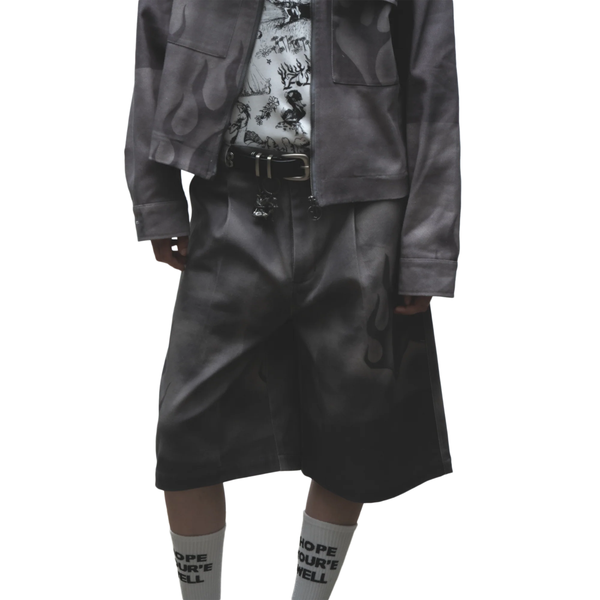 Jungles Jungles Flaming Dolphin Jorts Grey Denim - Image 2