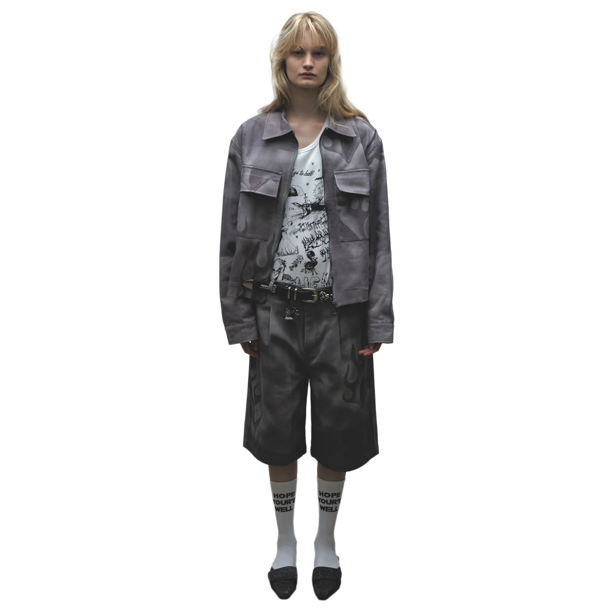 Jungles Jungles Flaming Dolphin Jorts Grey Denim - Image 4