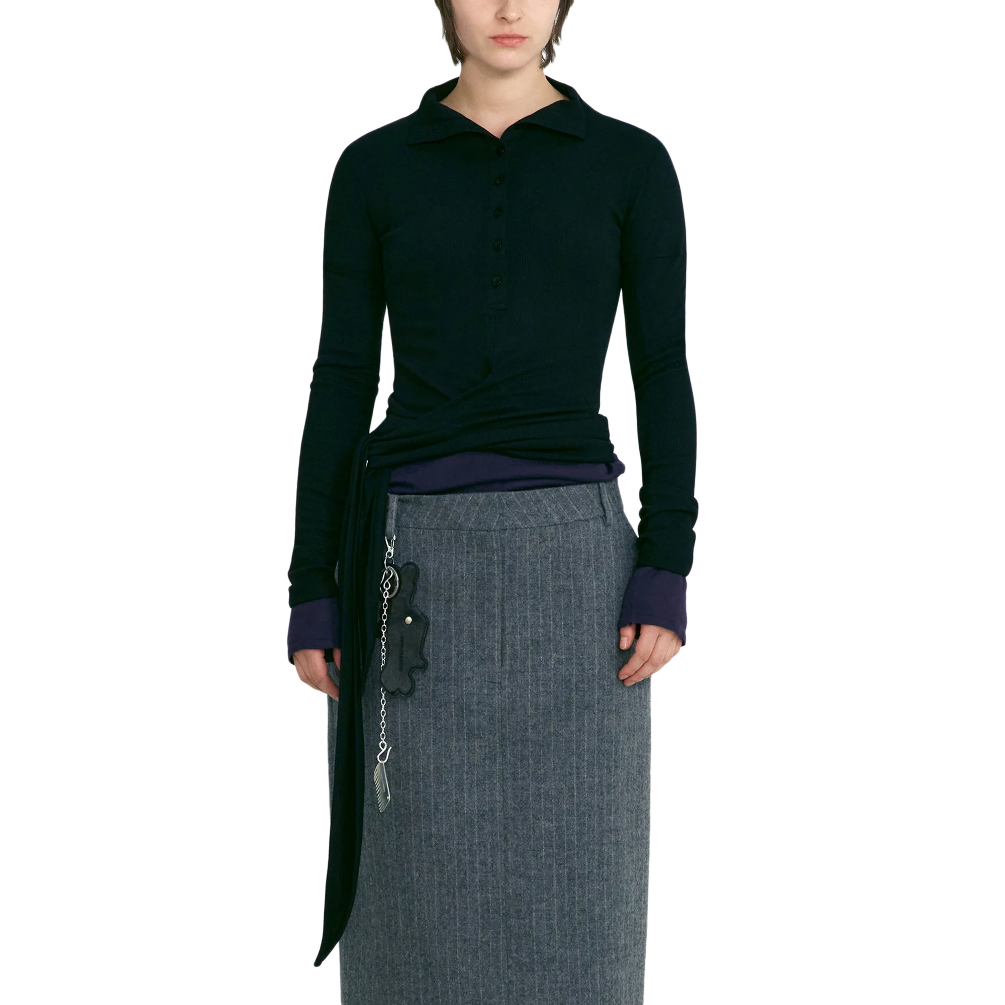 Low Classic Women's Button Up Wrap T-Shirt Black - Image 2