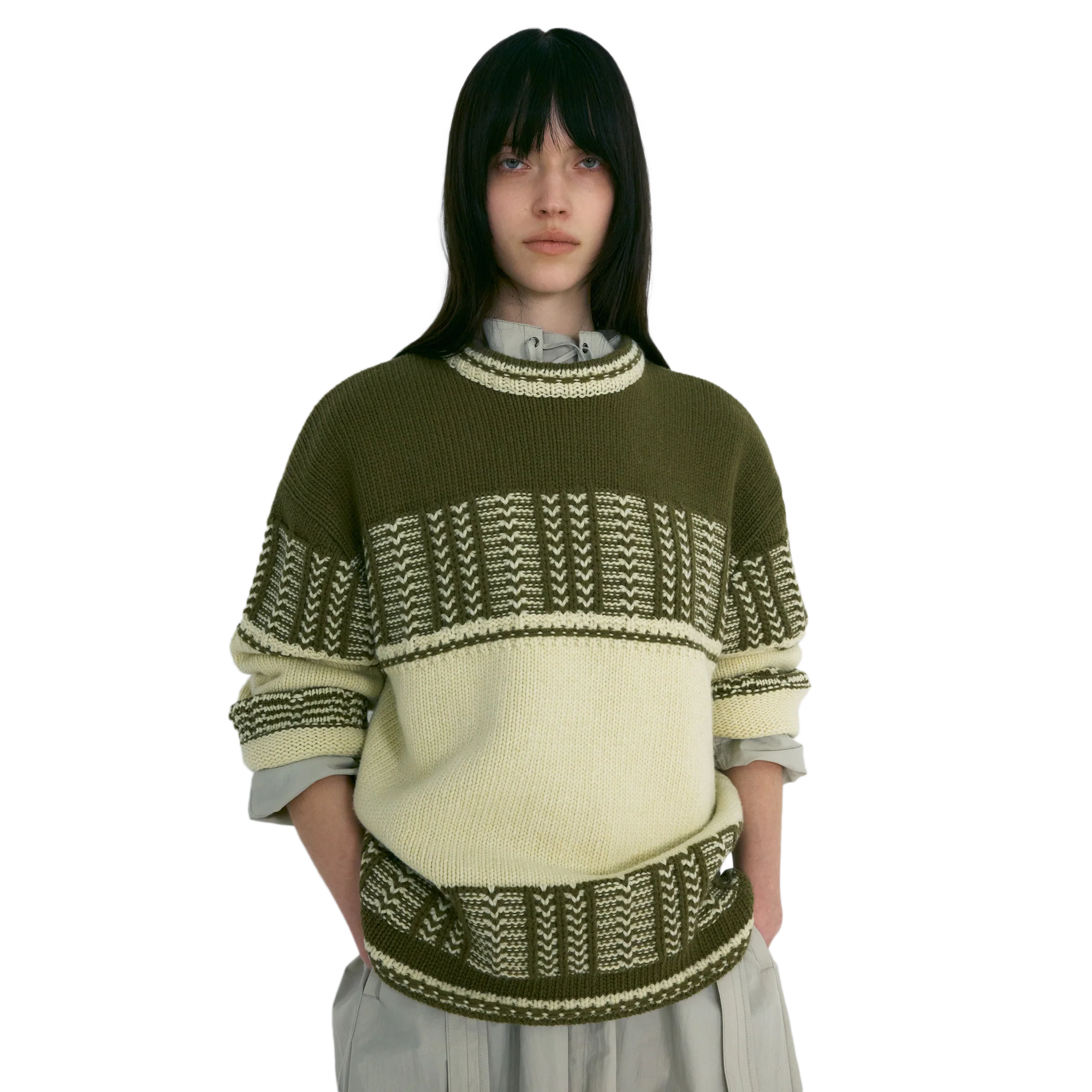 Low Classic Women's Jacquard Knit Sweater Khaki - Image 2