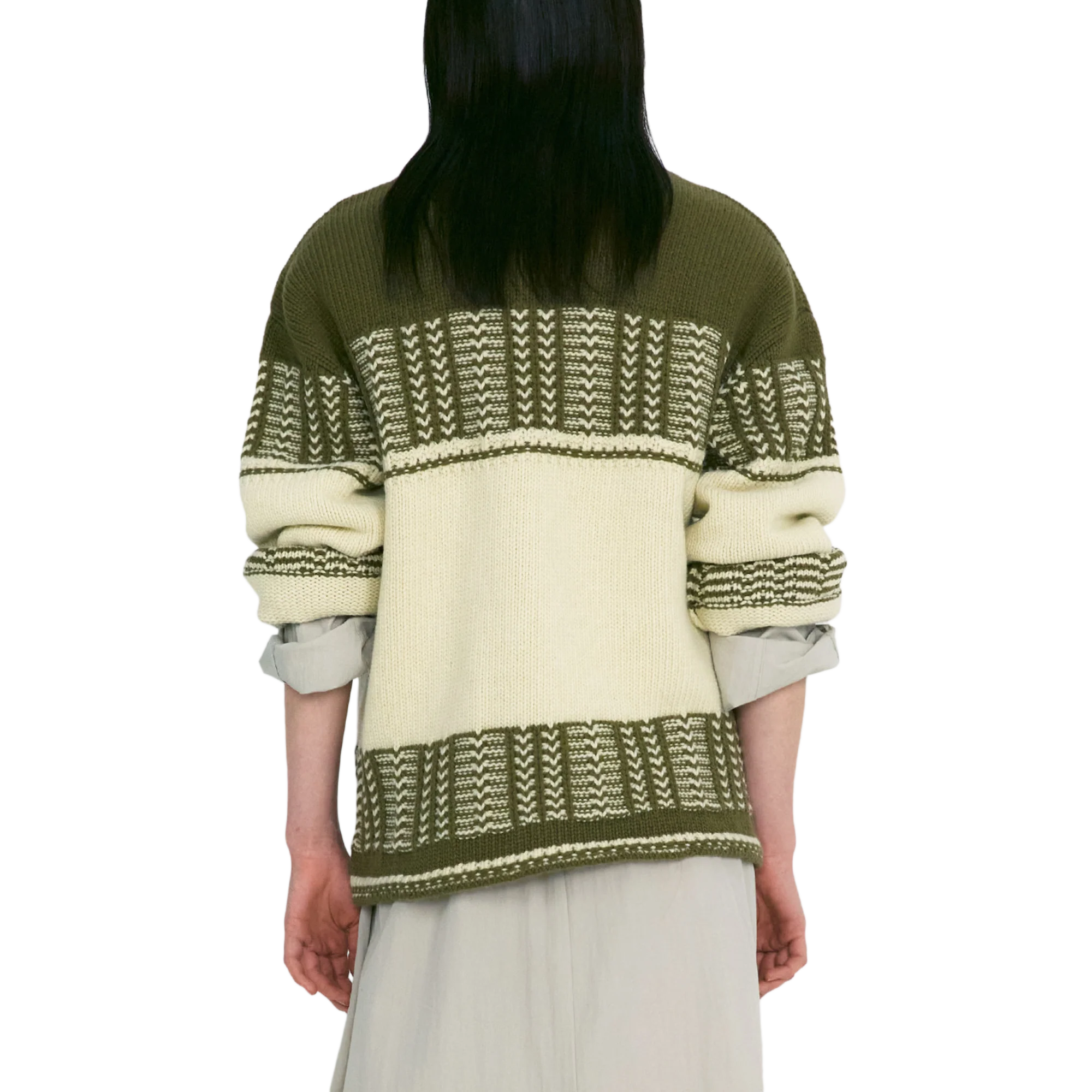 Low Classic Women's Jacquard Knit Sweater Khaki - Image 3