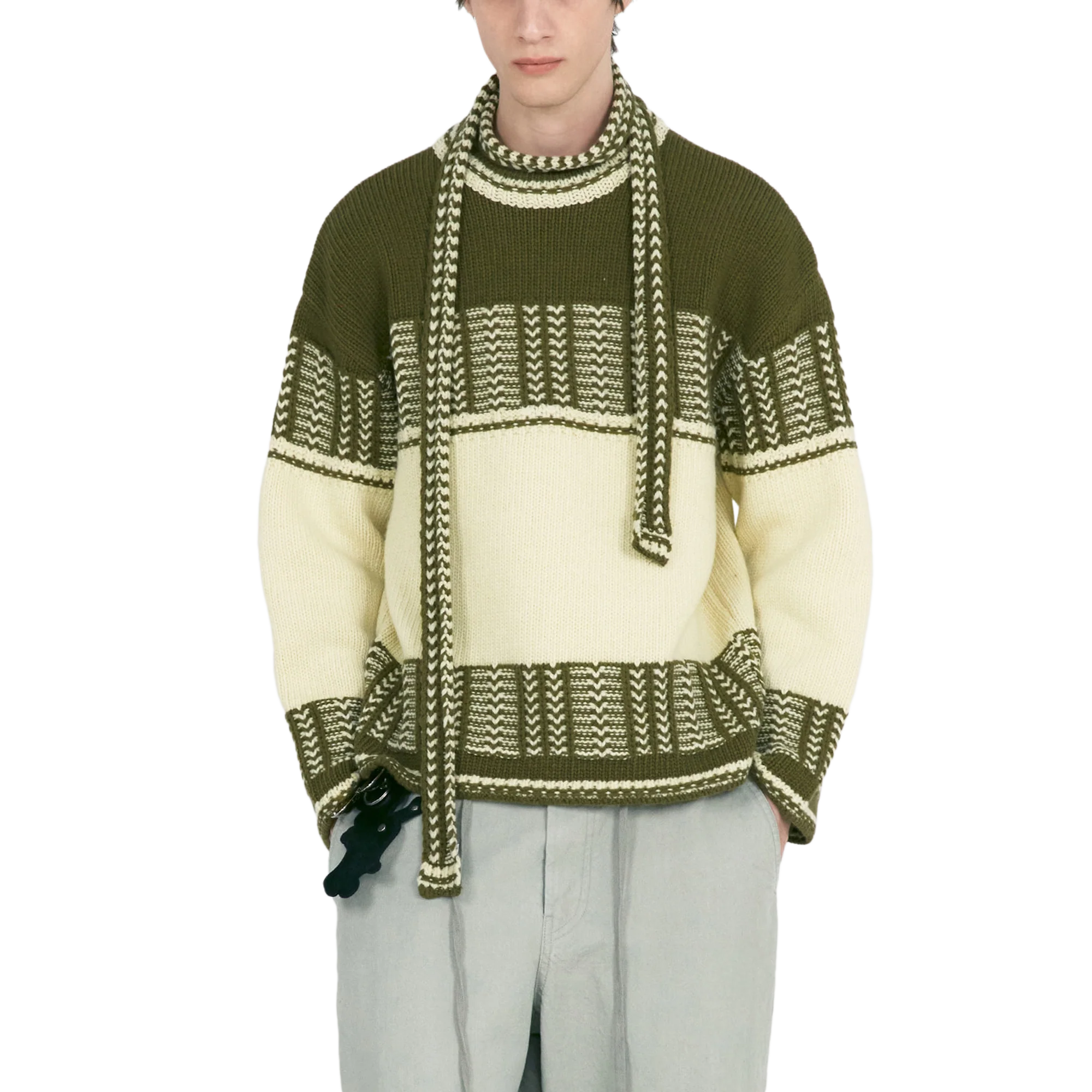 Low Classic Women's Jacquard Knit Sweater Khaki - Image 6
