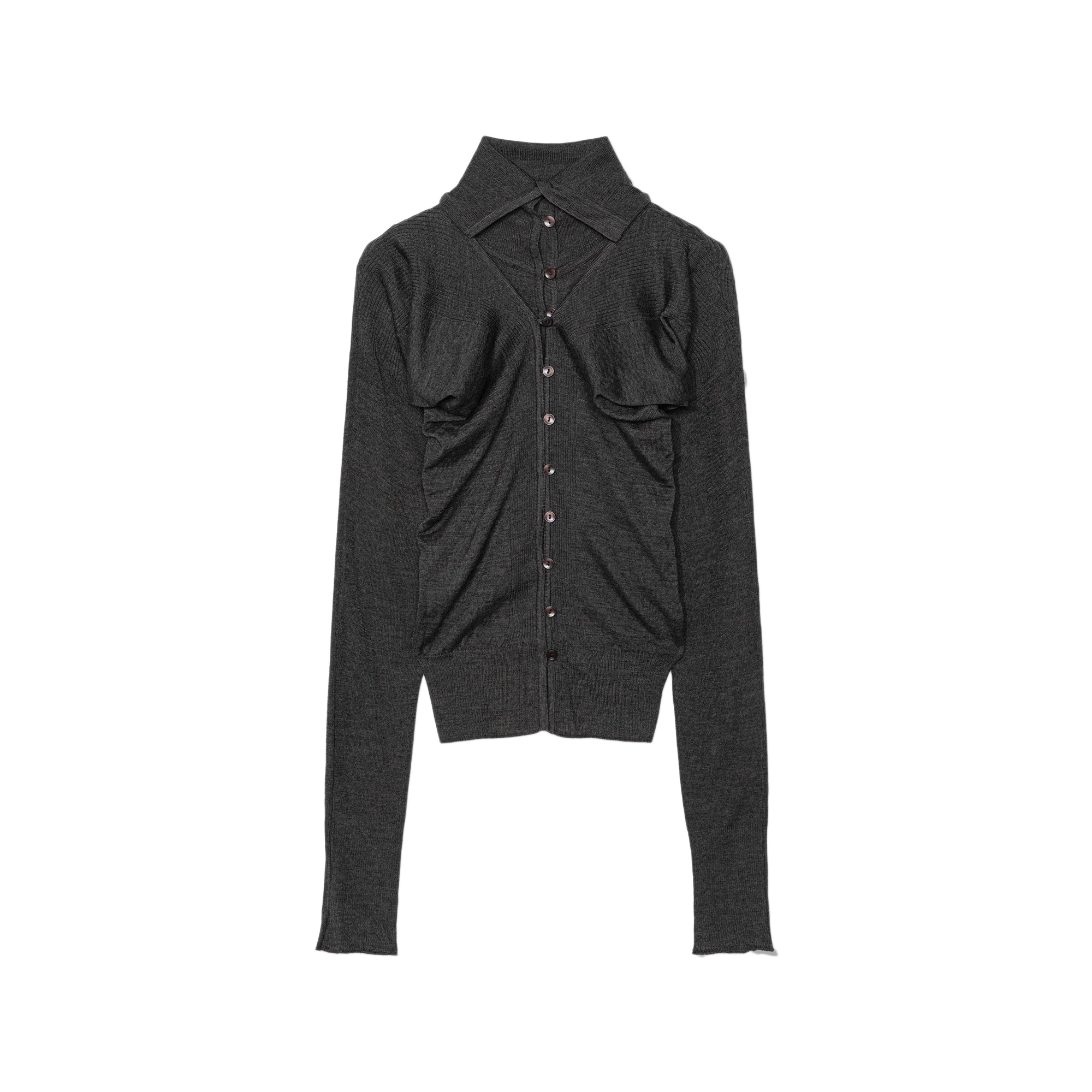 Low Classic Women's Layered Fitted Knit Cardigan Charcoal