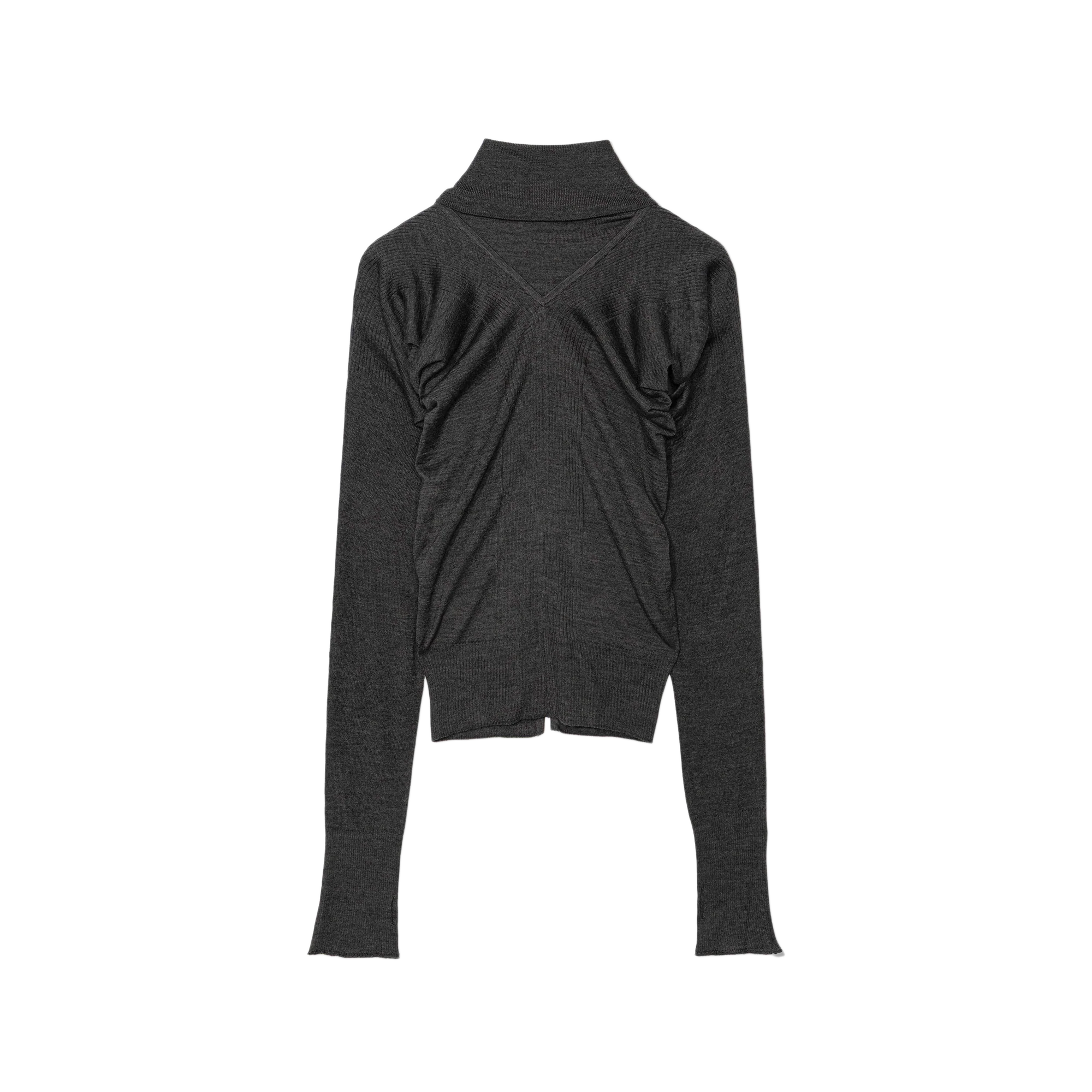 Low Classic Women's Layered Fitted Knit Cardigan Charcoal - Image 5