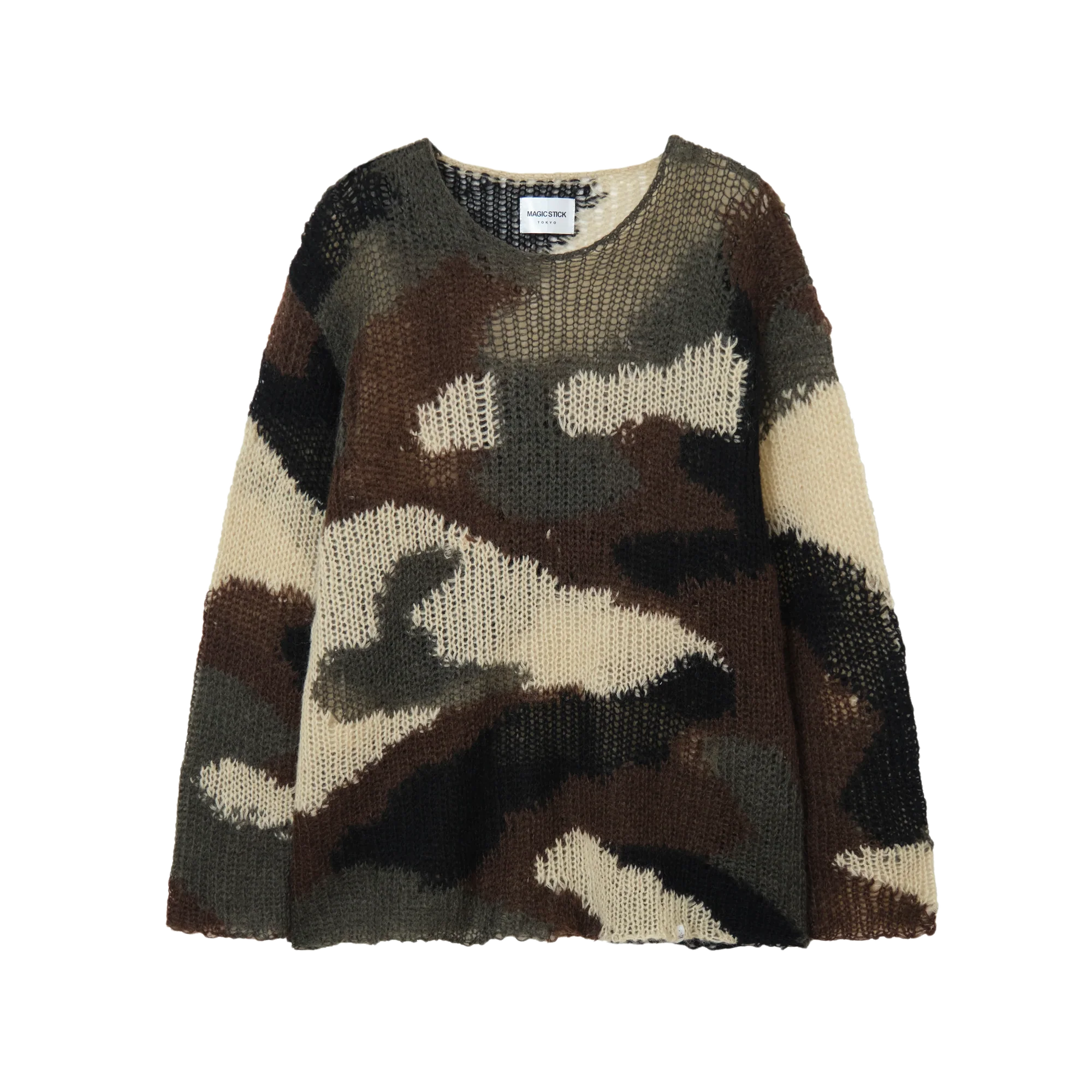 Magic Stick Mohair Camo Crew Knit Woodland