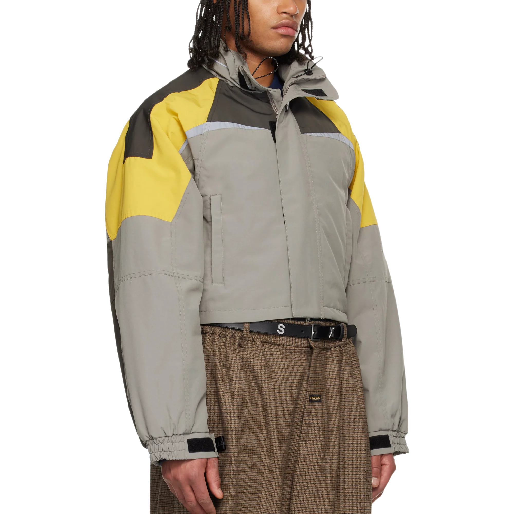 Martine Rose Shrunken Sports Jacket Grey-Yellow - Image 4