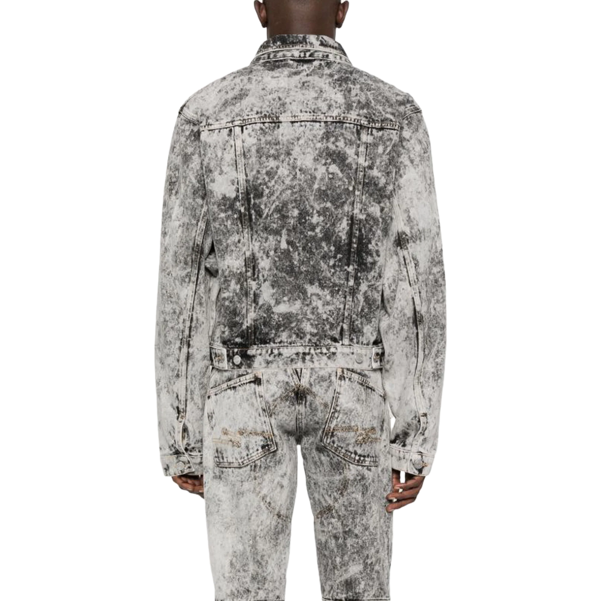 Martine Rose Zip Front Denim Jacket Grey Acid Wash - Image 5