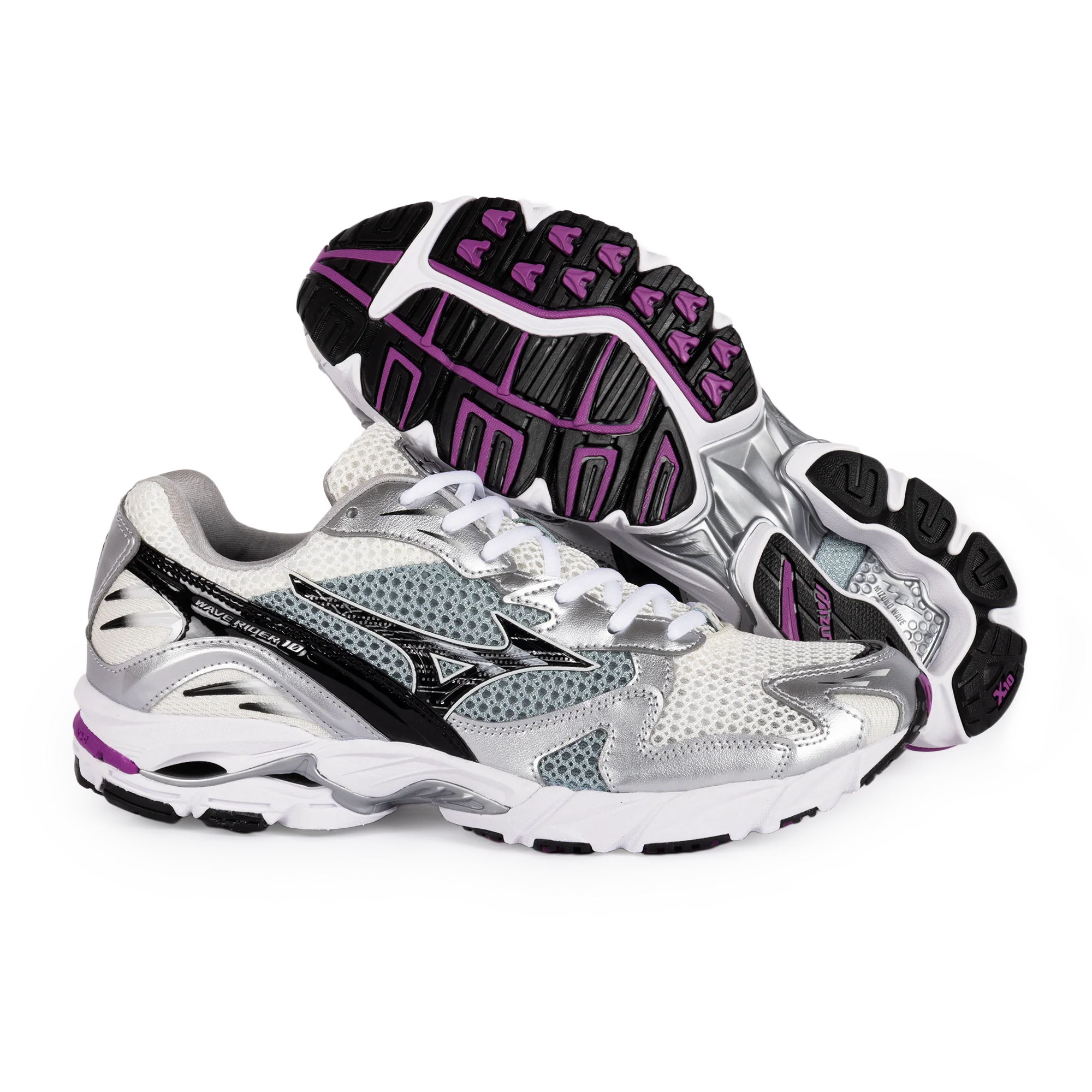 Mizuno Wave Rider Snow White/Black/Slate D1GA210418 - Image 6