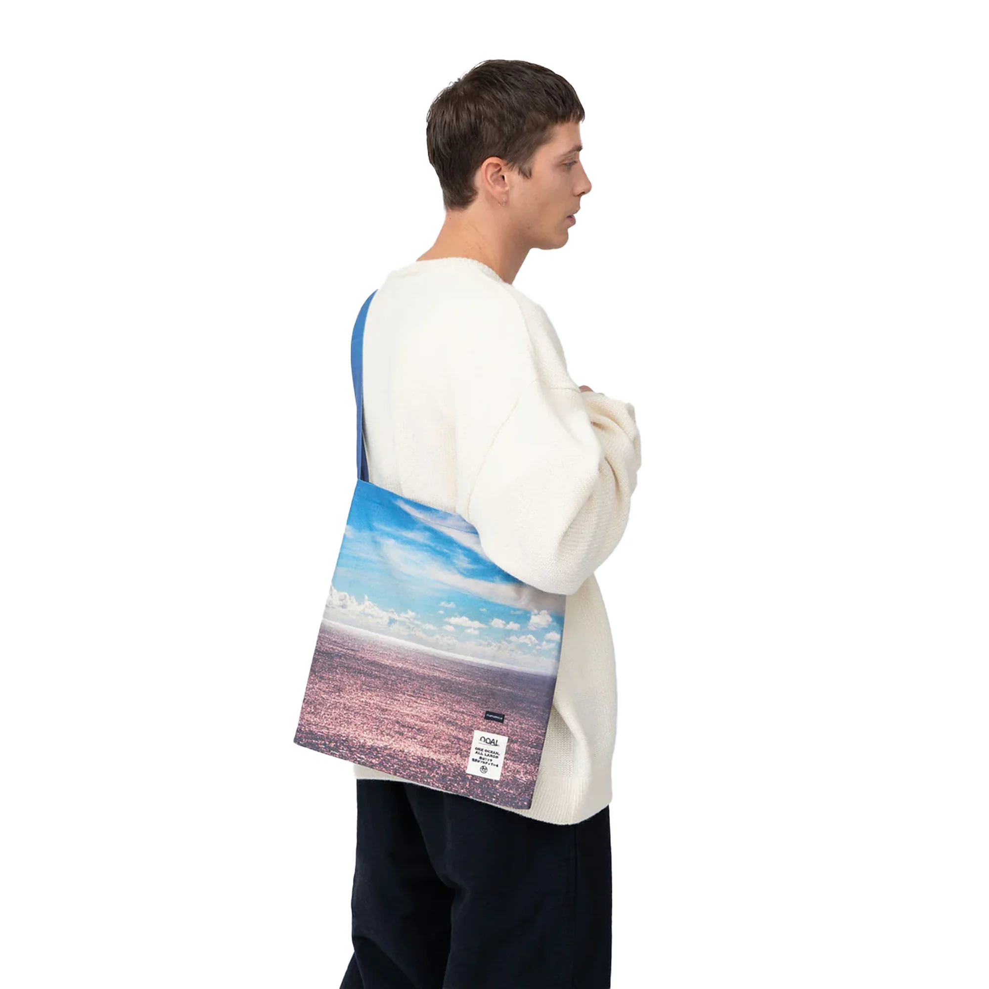 Nanamica Ooal Photo Print Shoulder Bag L Blue - Image 5