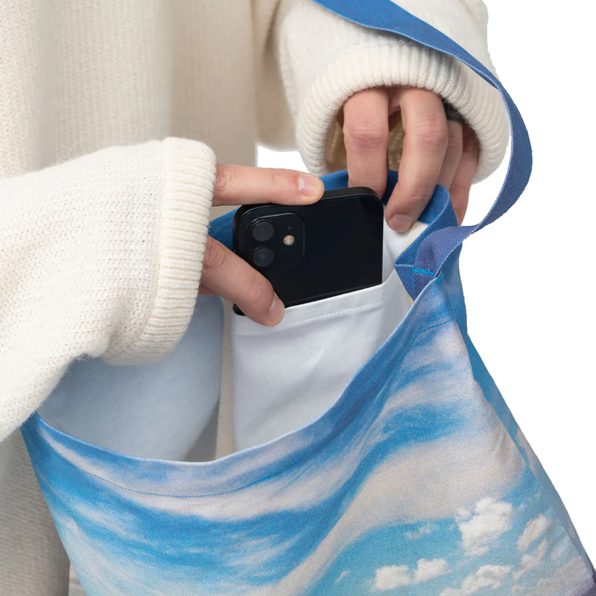 Nanamica Ooal Photo Print Shoulder Bag L Blue - Image 6