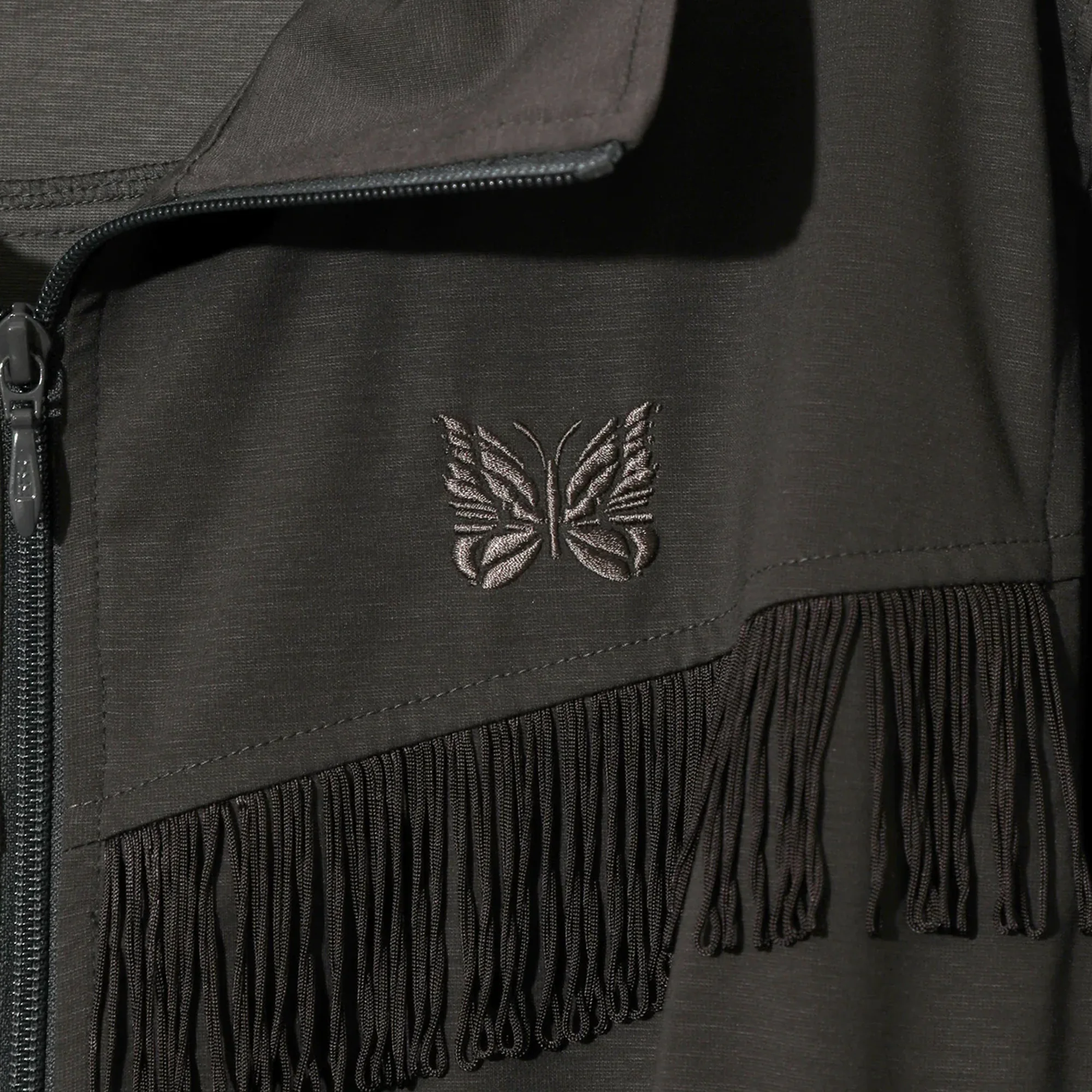 Needles Fringe Track Jacket High Count Jersey Charcoal - Image 2