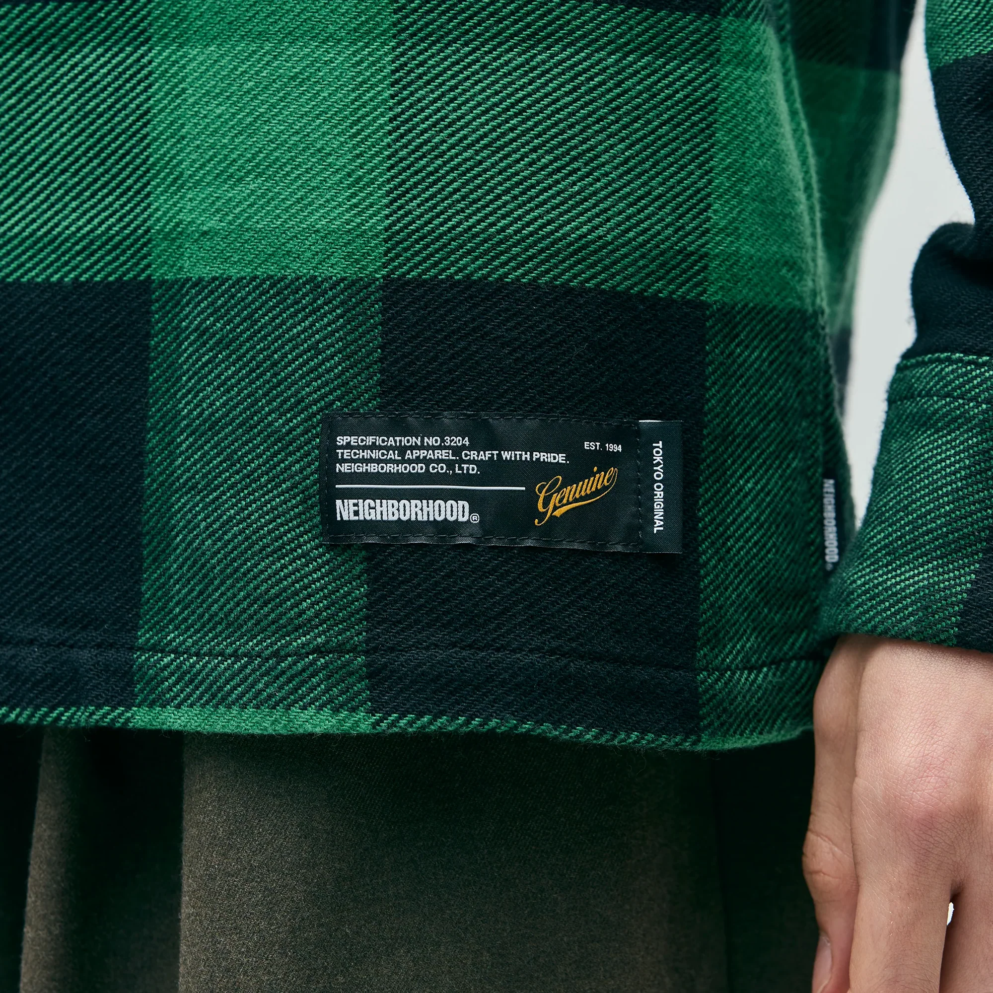 Neighborhood Buffalo Check Shirt Long Sleeve Green 252BENH-SHM02 - Image 3