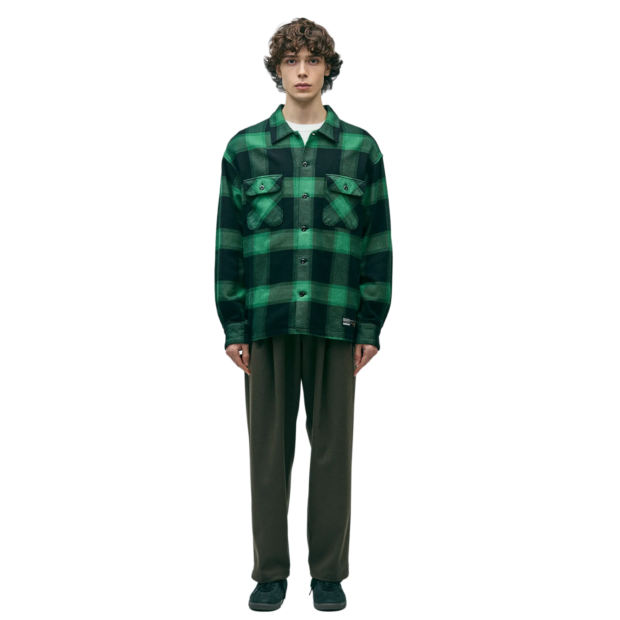 Neighborhood Buffalo Check Shirt Long Sleeve Green 252BENH-SHM02 - Image 4