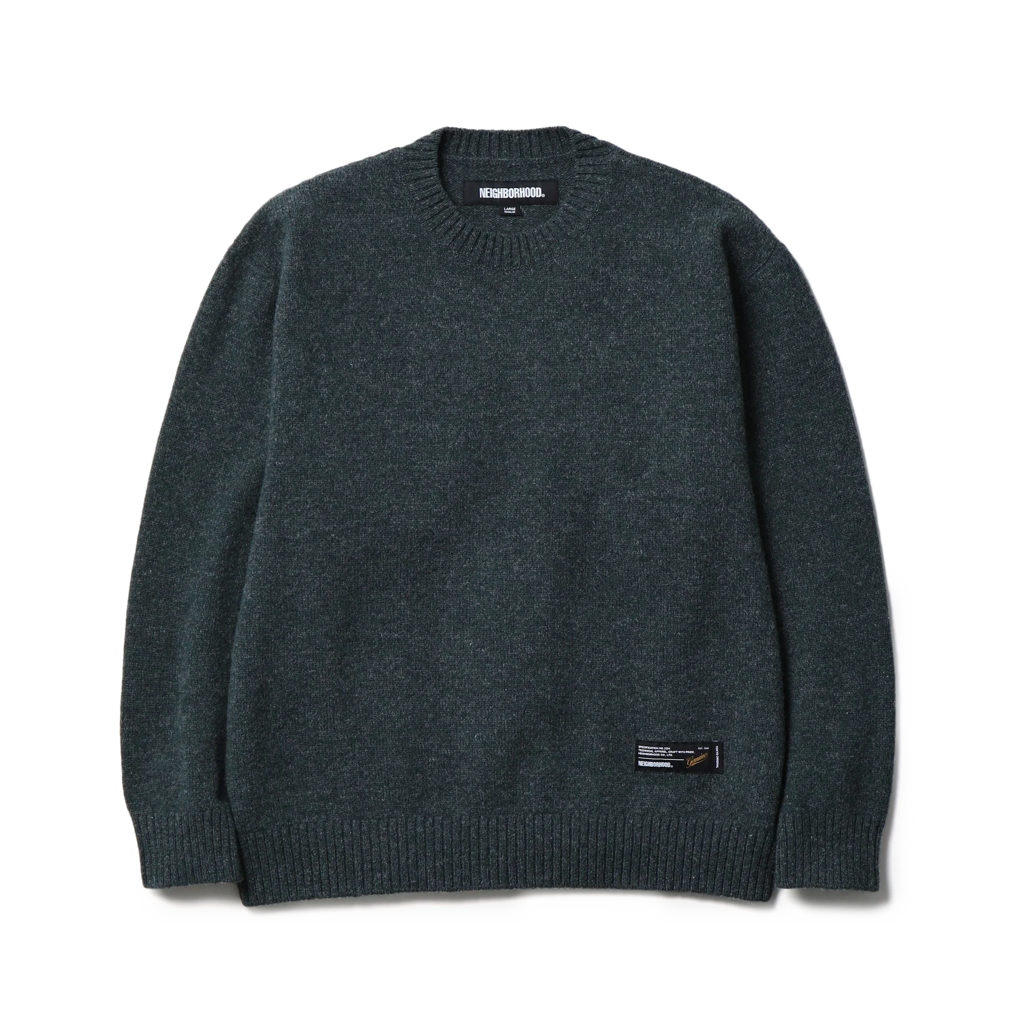 Neighborhood Plain Crewneck Sweater Green 252FUNH-KNM03