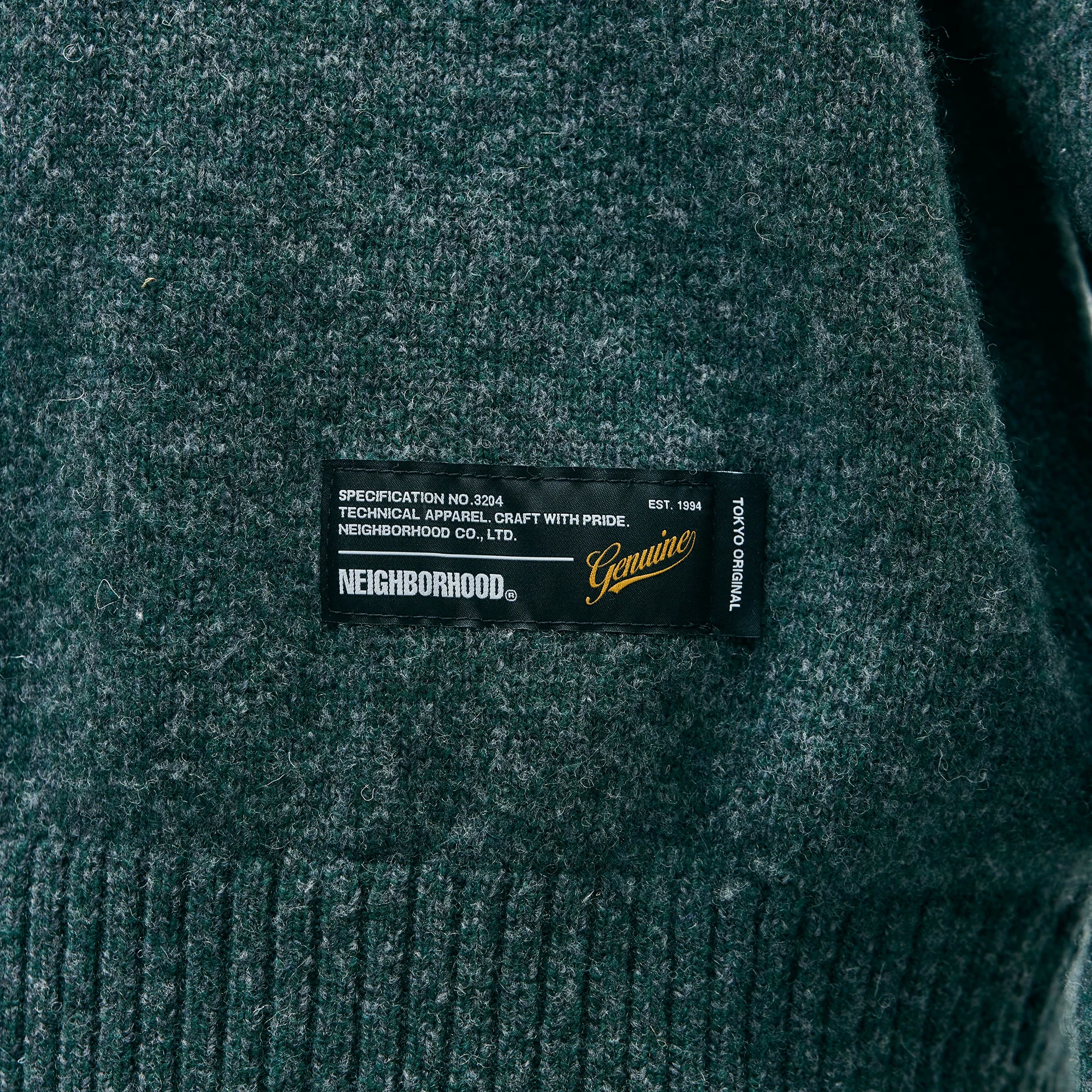 Neighborhood Plain Crewneck Sweater Green 252FUNH-KNM03 - Image 3