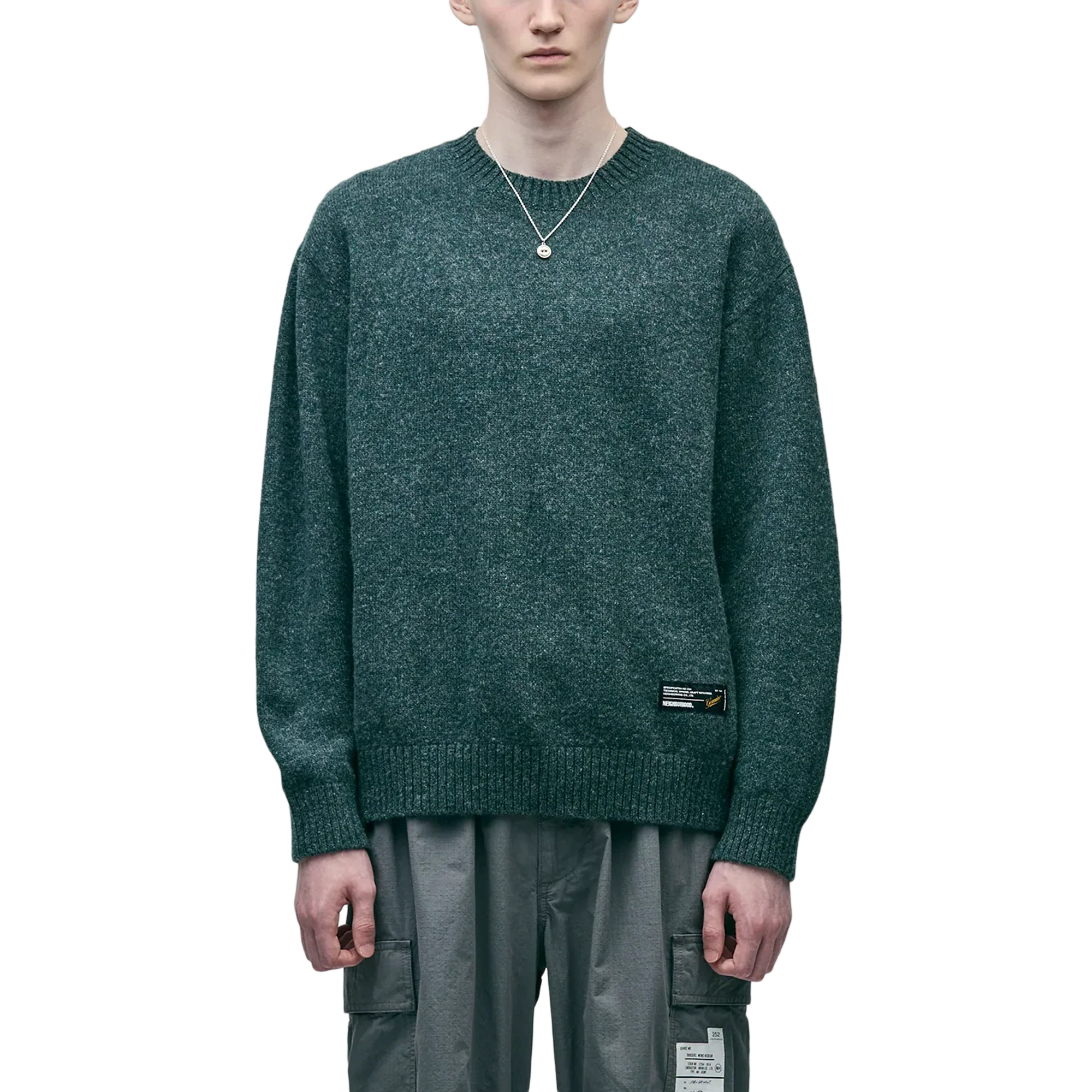 Neighborhood Plain Crewneck Sweater Green 252FUNH-KNM03 - Image 4