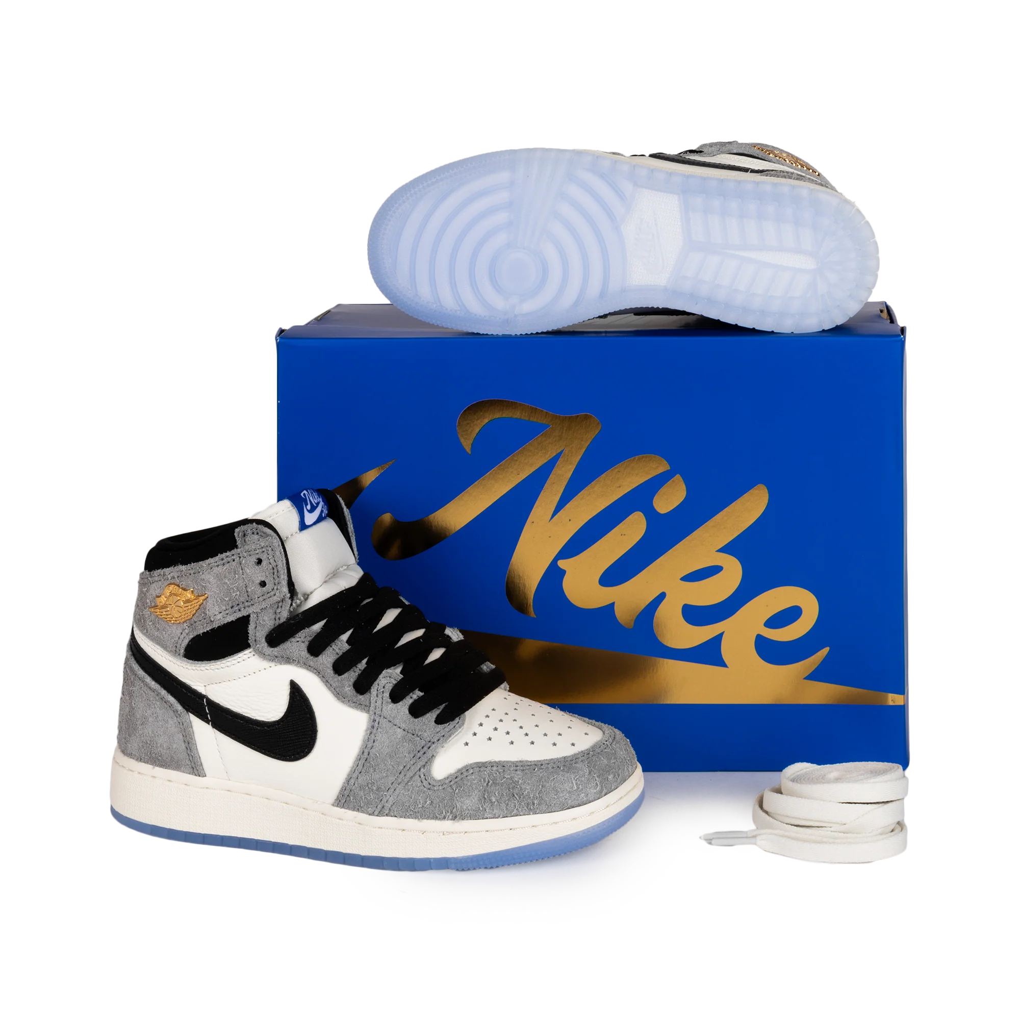 Nike Air Jordan 1 High OG (GS) Cool Grey/Black/Game Royal FD1437-003 - Image 7
