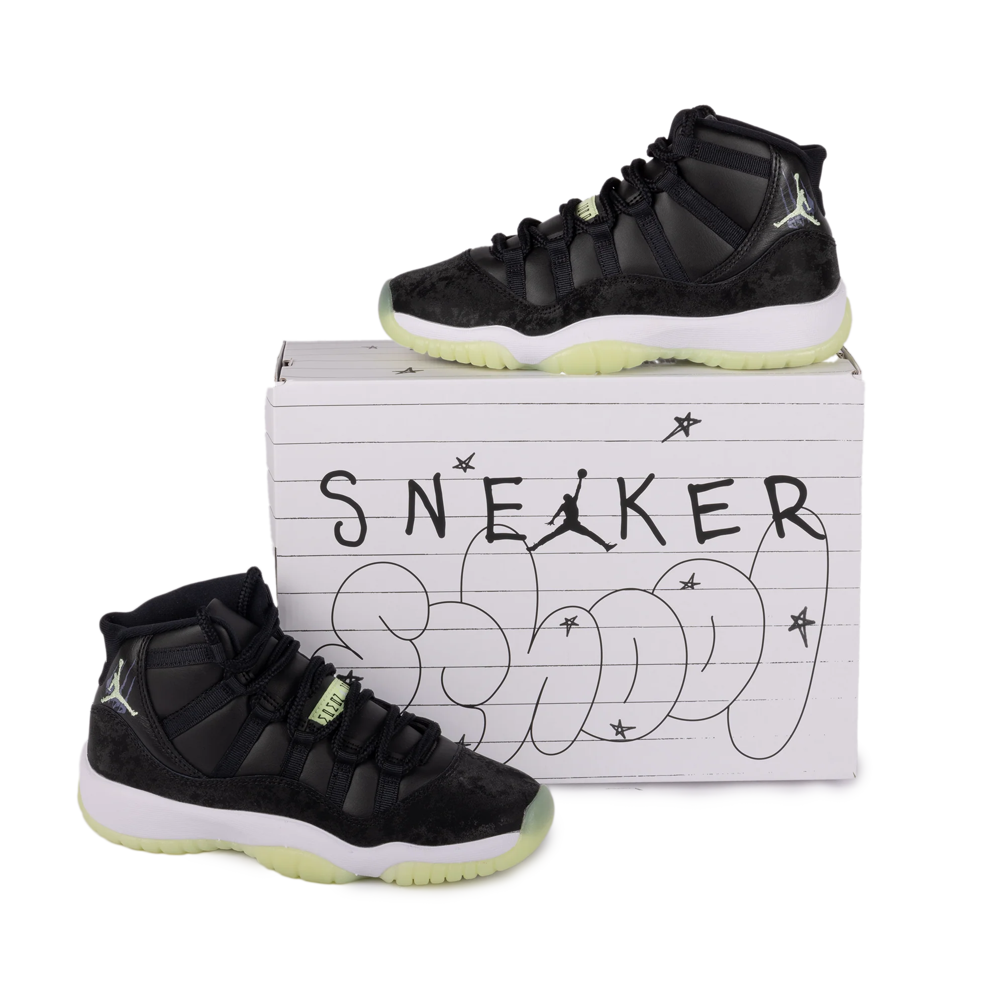 Nike Air Jordan 11 Retro (GS) Black/Barely Volt/Dark Raisin/White IB1378-001 - Image 8