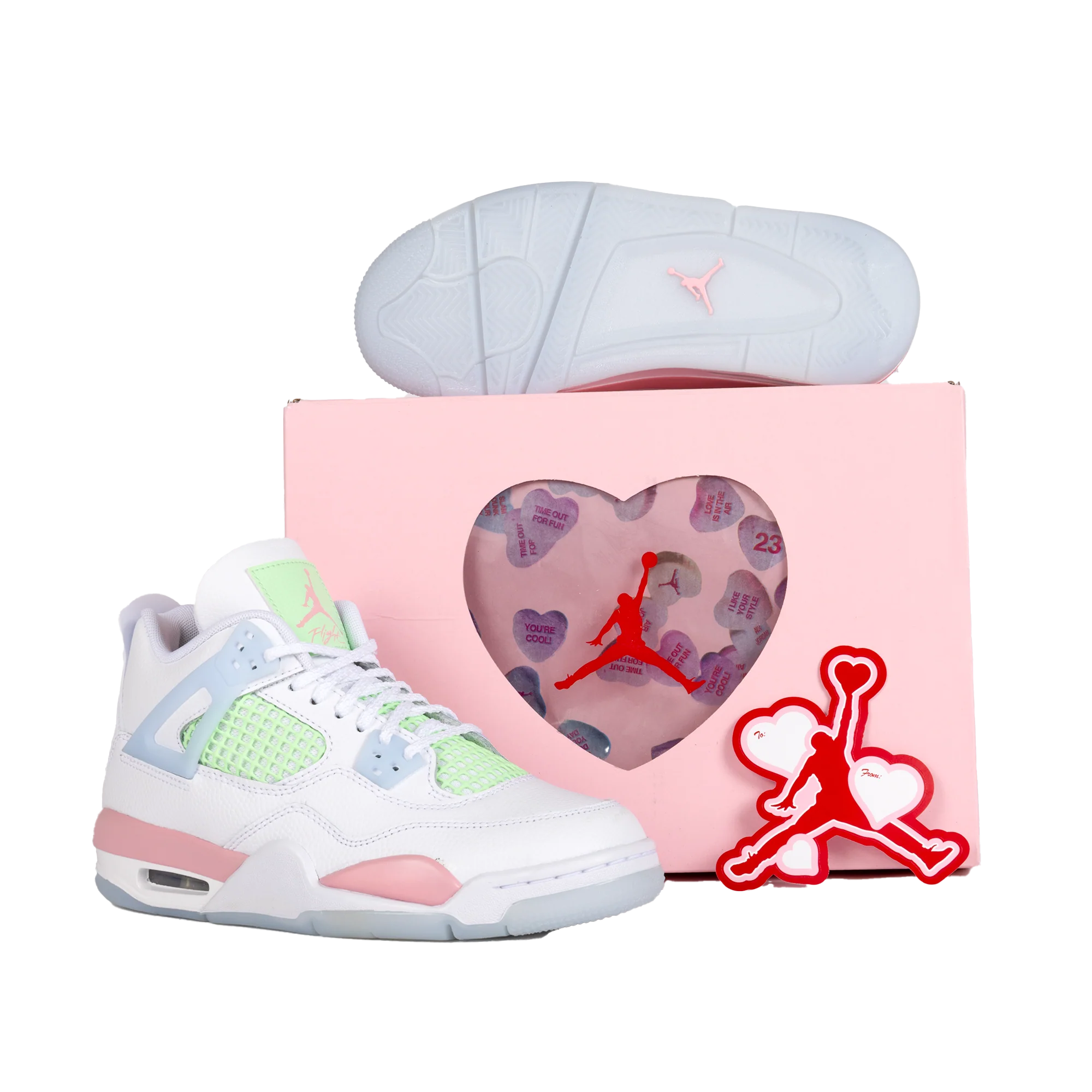 Nike Air Jordan 4 Retro (GS) White/Med Soft Pink/Half Blue IB7068-100 - Image 6