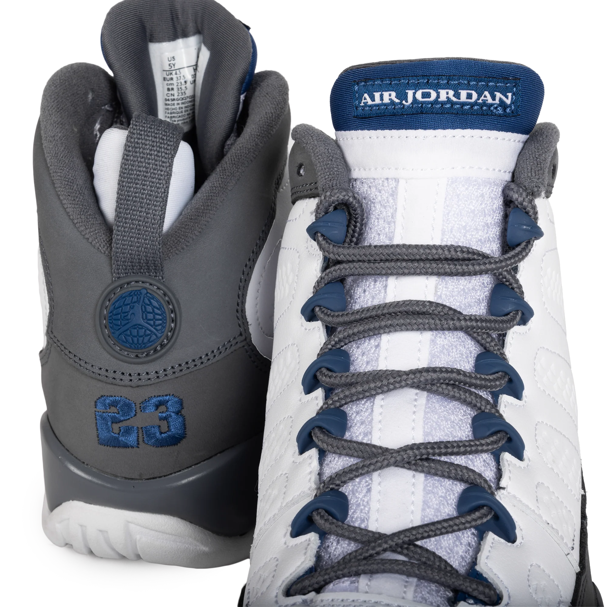 Nike Air Jordan 9 Retro (GS) White/French Blue/Flint Grey HV4574-100 - Image 3