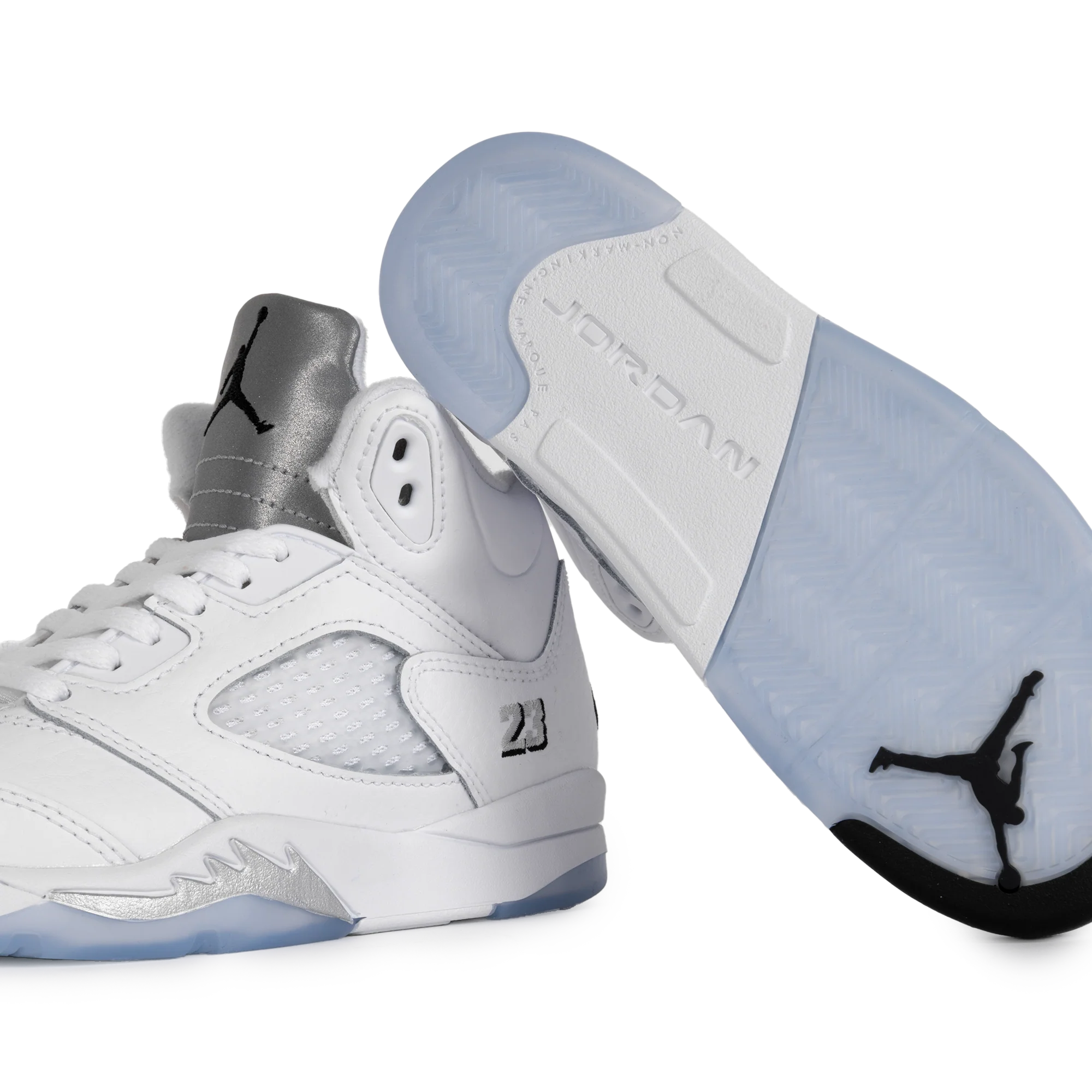 Nike Jordan 5 Retro "White Metallic" (PS) White/Black/Metallic Silver HQ7979-103 - Image 5