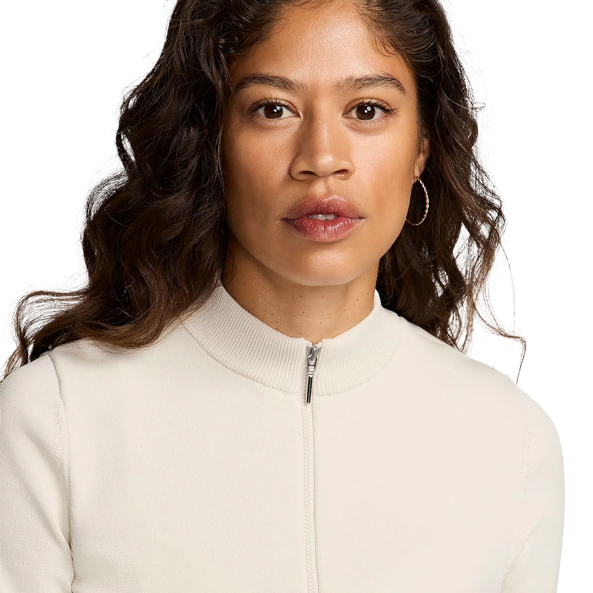 Nike Women's Sportswear Chill Knit Cropped 1/4/Zip Sweater Lt Orewood Brn/Sail FN4689-104 - Image 3