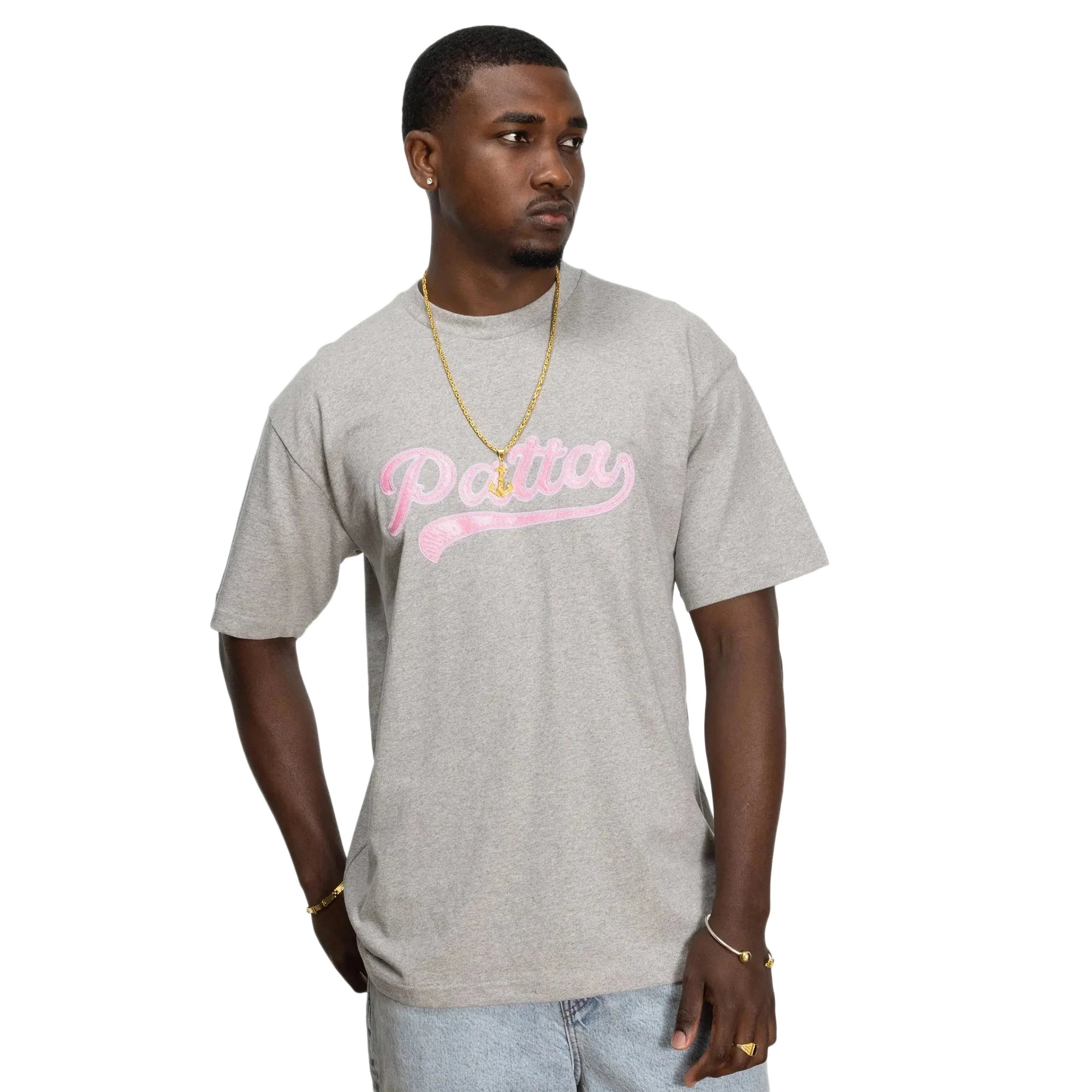 Patta Logo Tail T-Shirt Grey Heather - Image 3