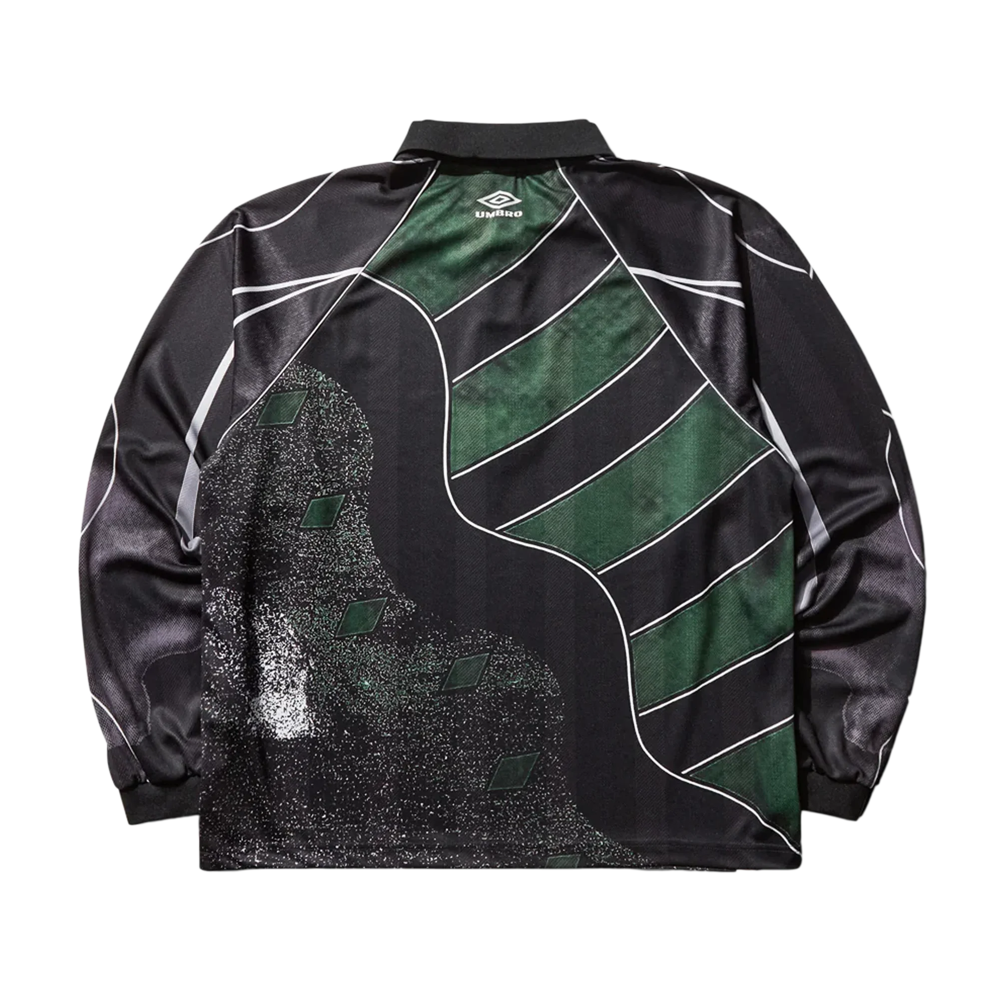 Umbro 95 96 Long Sleeve Polo Dark Green Black - Image 3